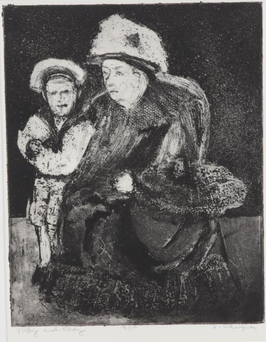 Sidney Chafetz Etching "Vicky and Eddy," 1970