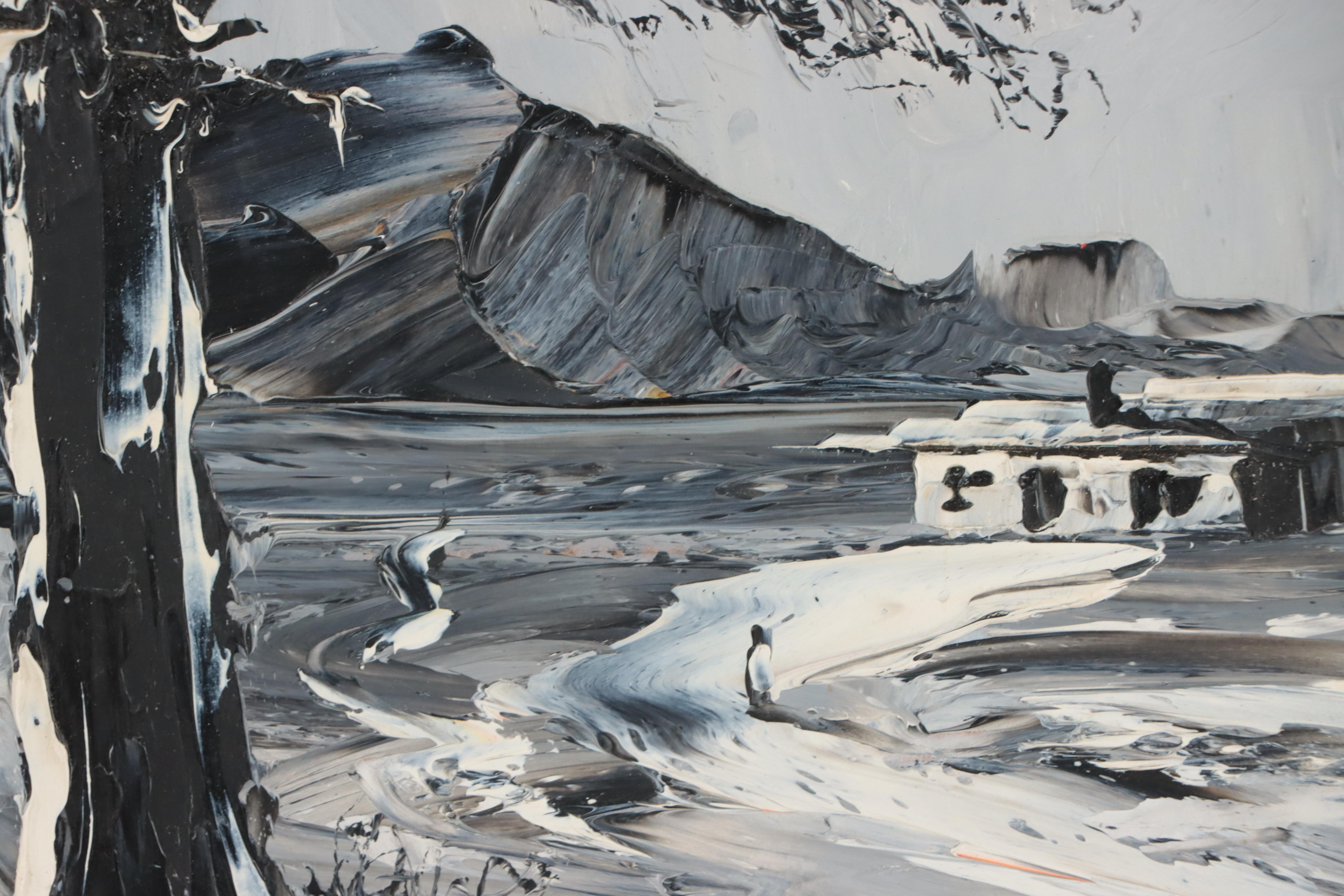 Morris Katz Winter Landscape Oil Painting, 1971