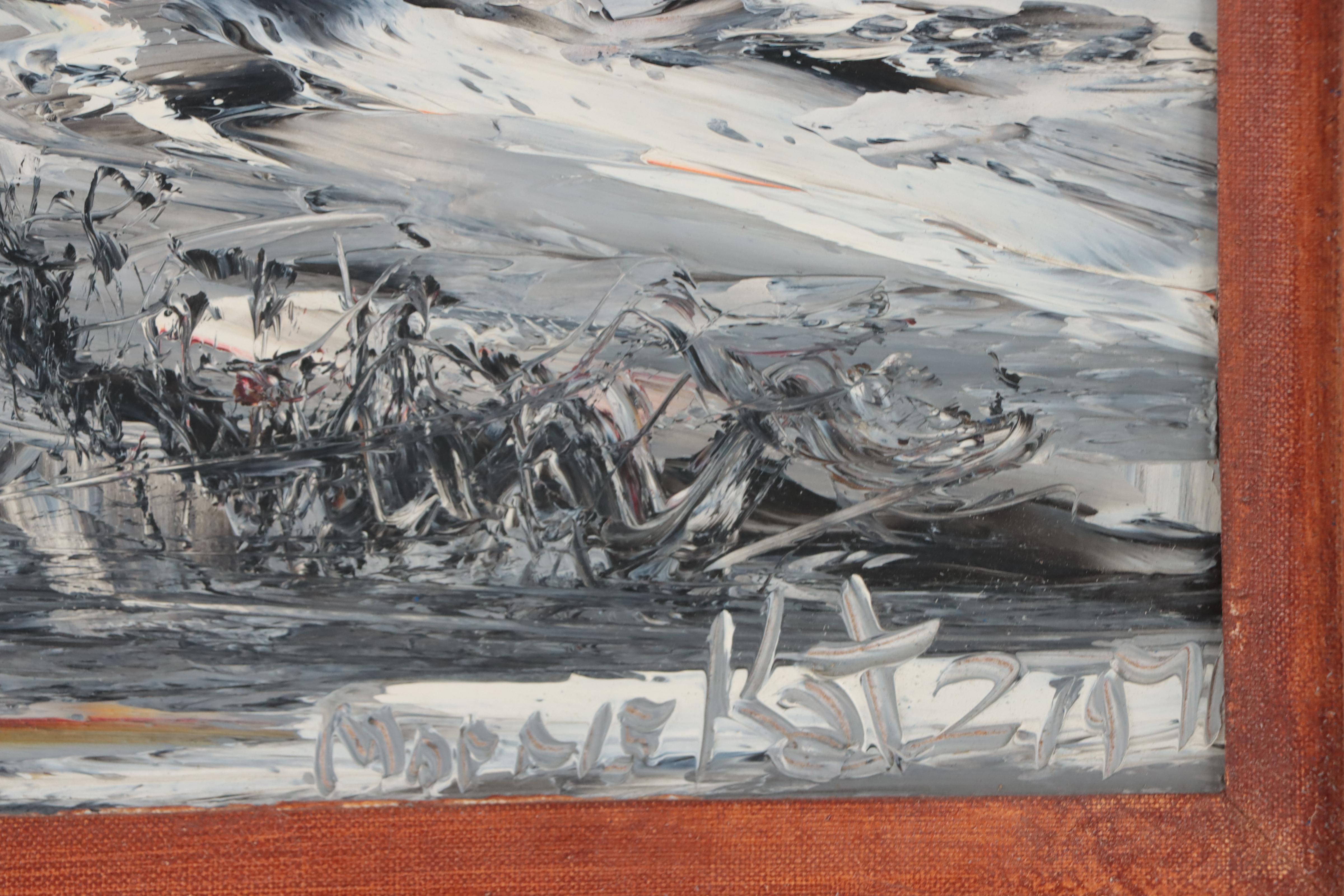 Morris Katz Winter Landscape Oil Painting, 1971