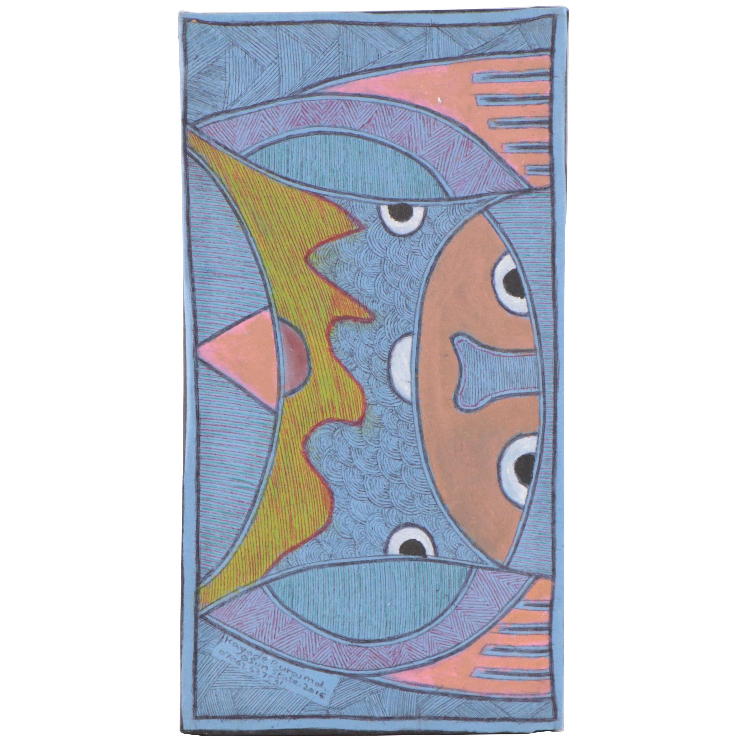 Kayode Buraimoh Abstract Figural Mixed Media Painting, 2016