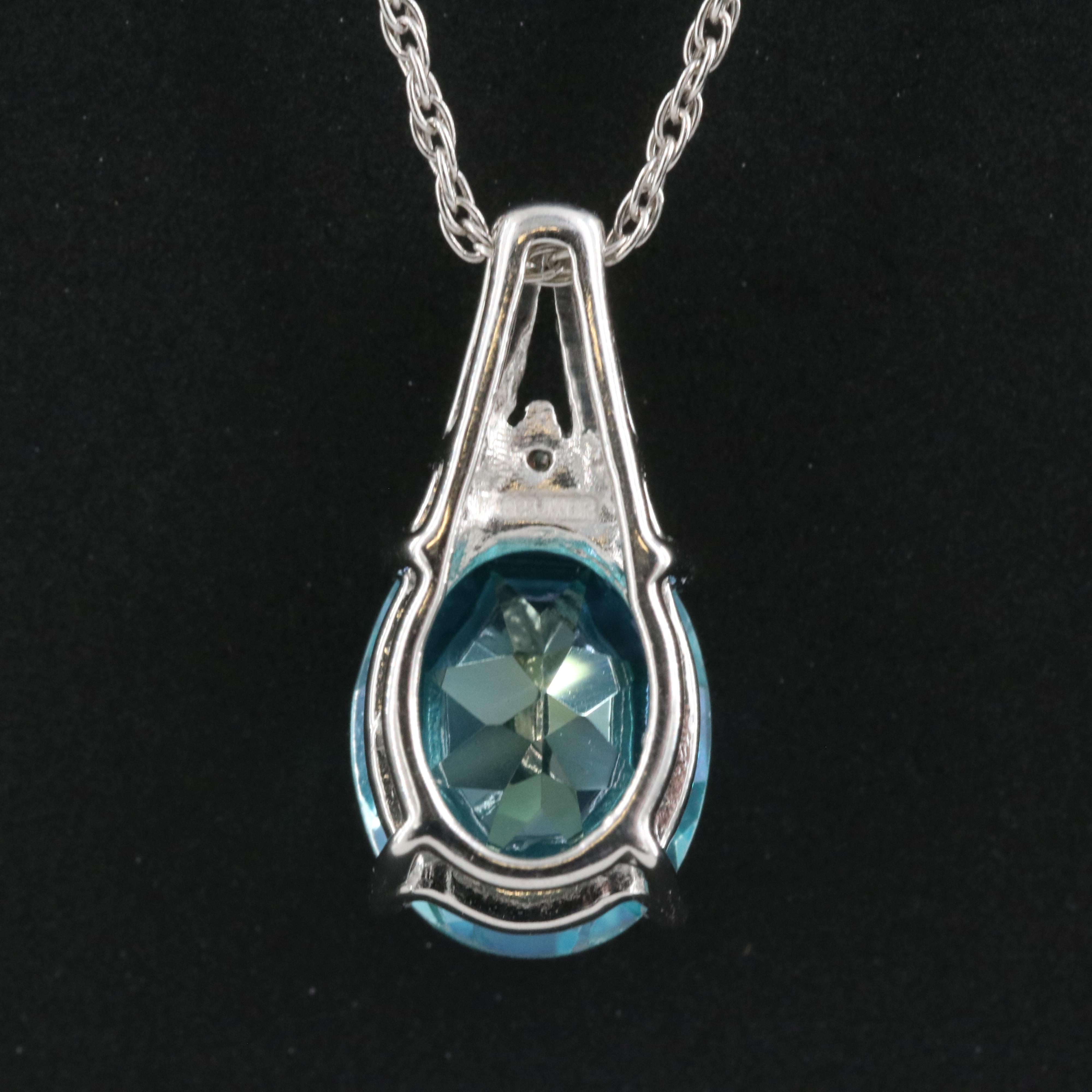 Sterling Topaz and Diamond Pendant Necklace