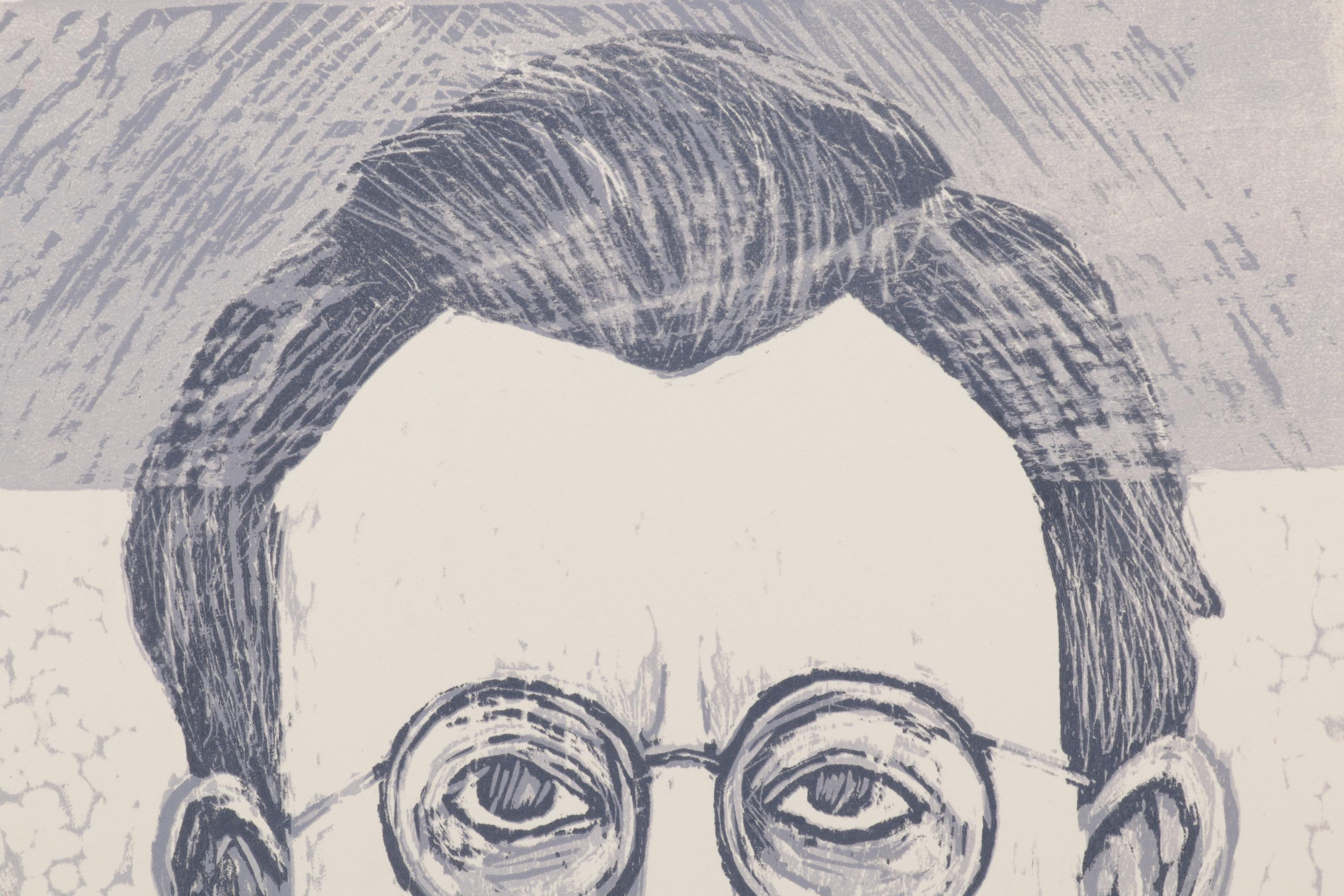 Sidney Chafetz Woodcut "I. F. Stone," 1985