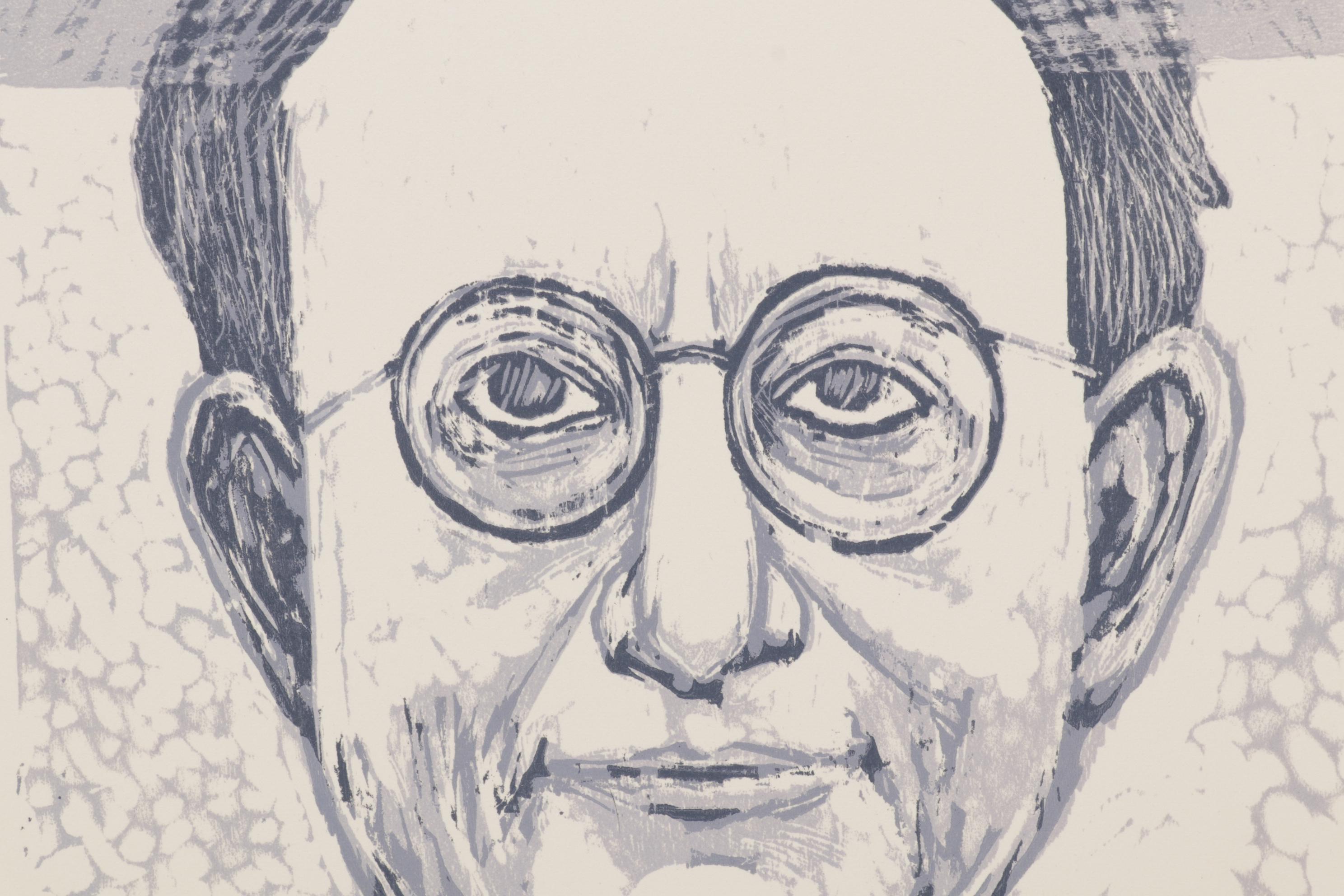 Sidney Chafetz Woodcut "I. F. Stone," 1985