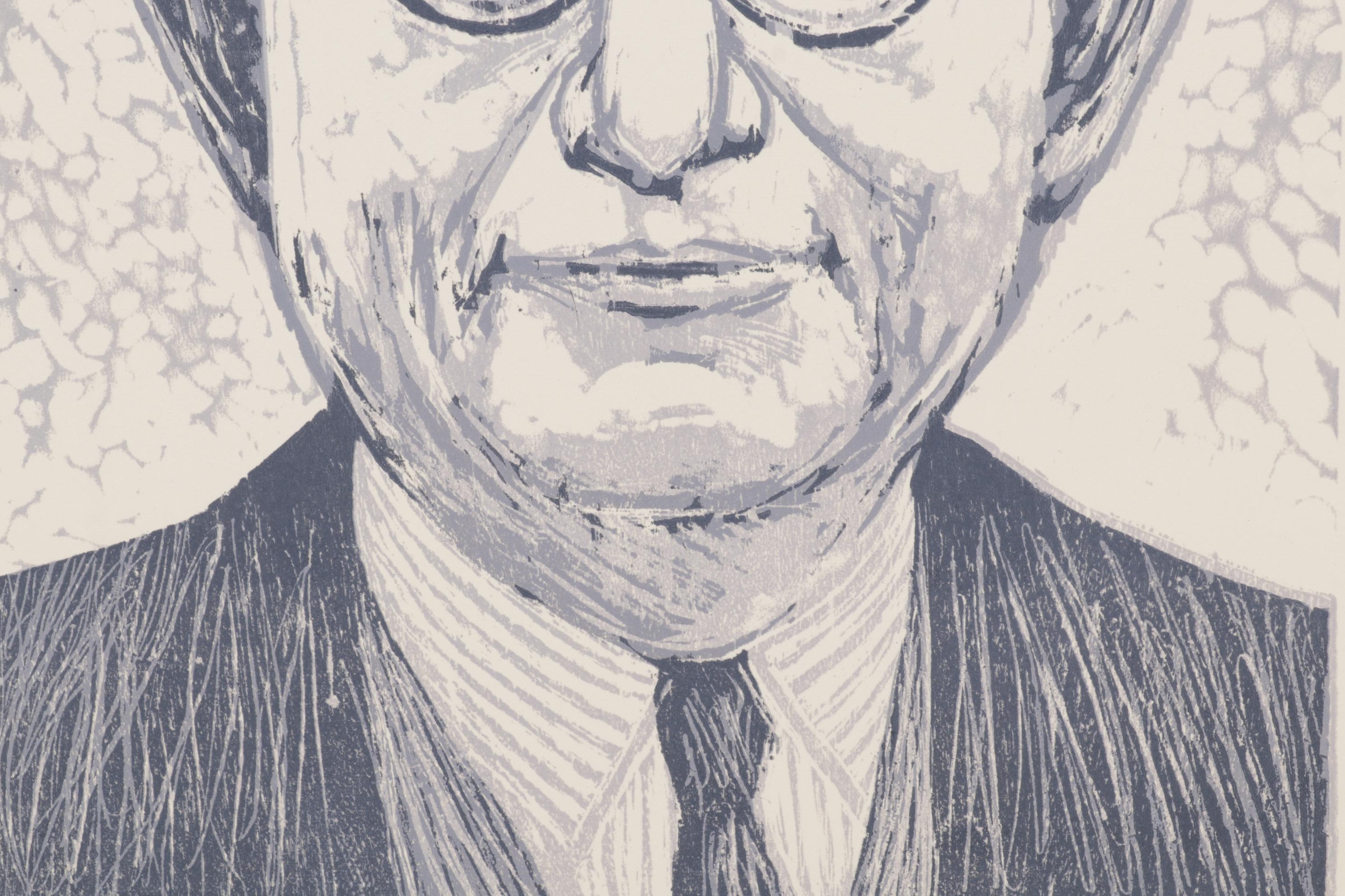 Sidney Chafetz Woodcut "I. F. Stone," 1985