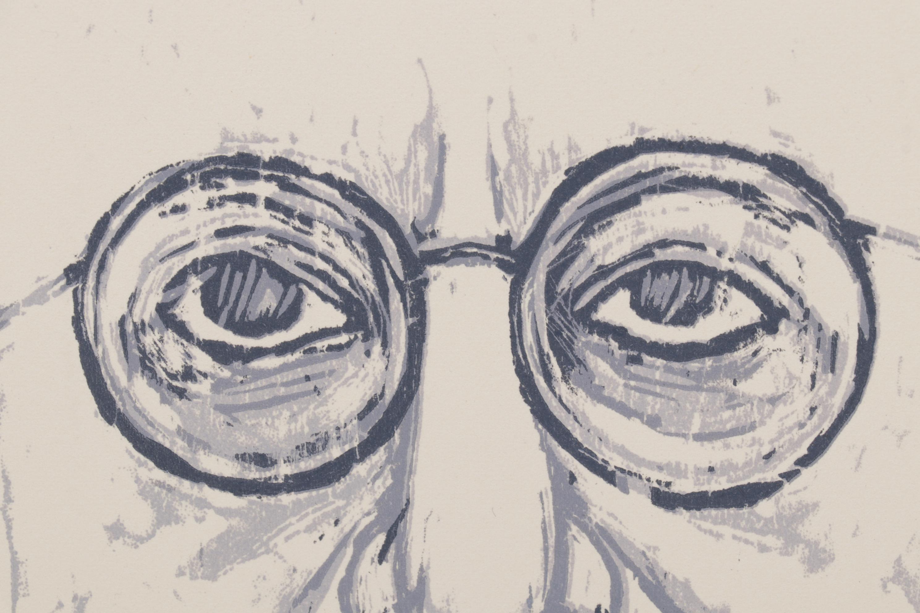 Sidney Chafetz Woodcut "I. F. Stone," 1985