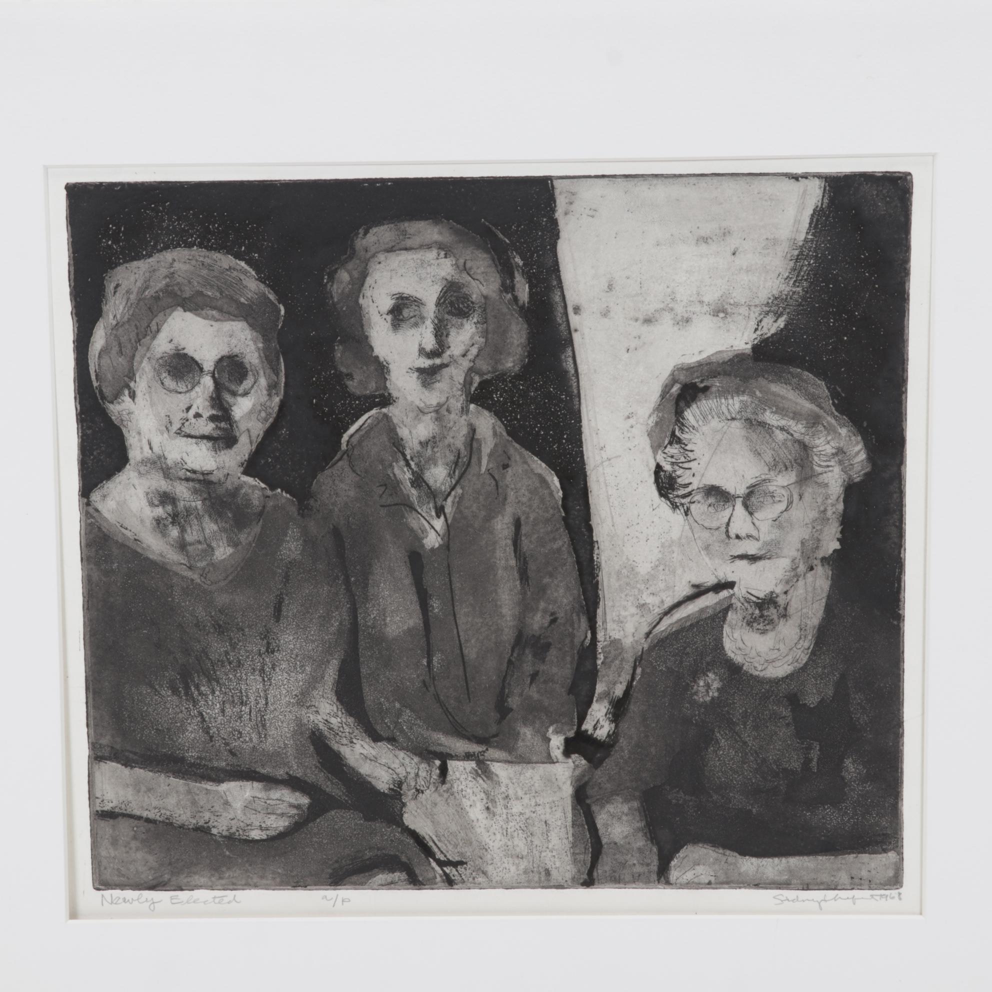 Sidney Chafetz Etching with Aquatint "Newly Elected," 1968