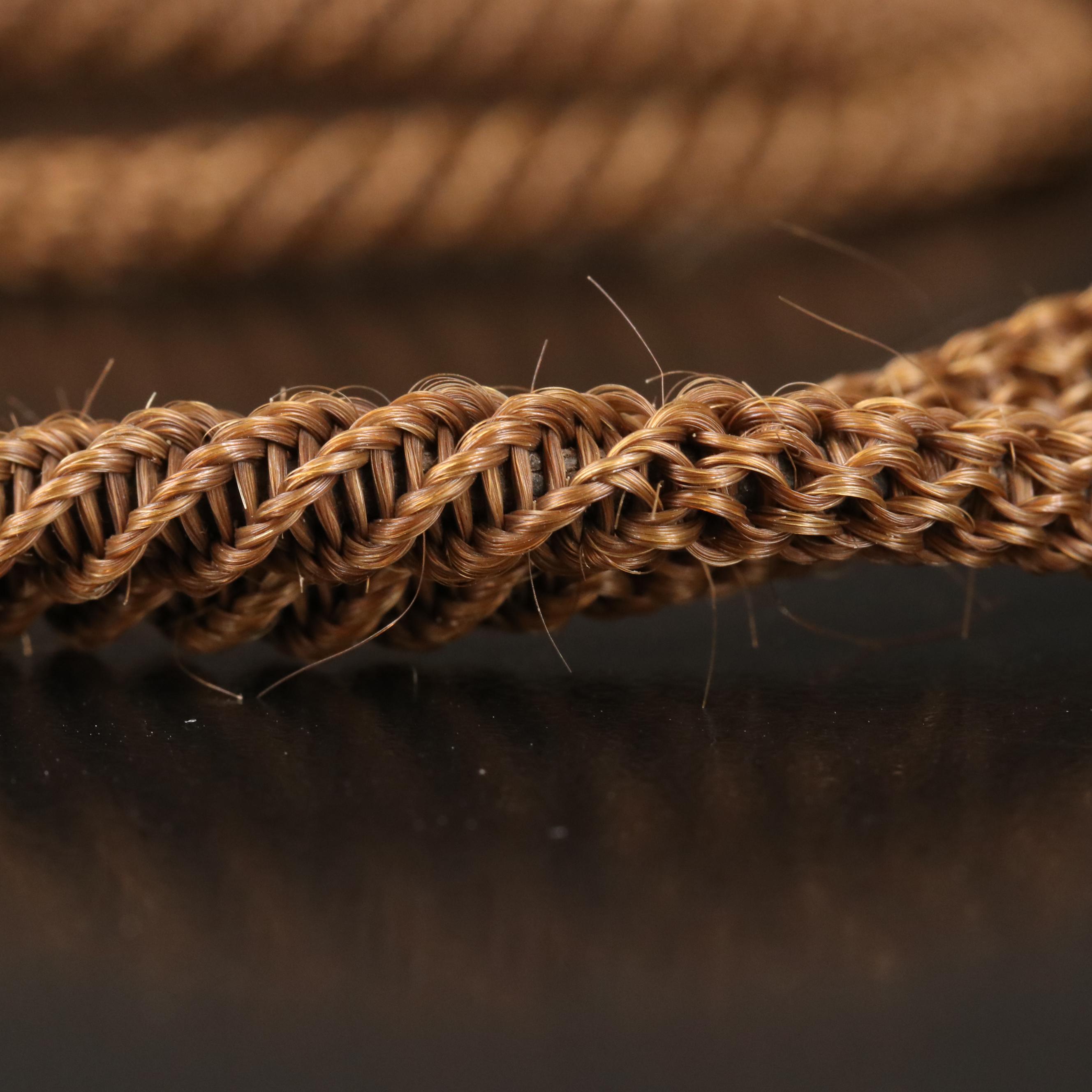 Victorian Woven Hair Mourning Watch Chain Necklace with 10K Accents and Cross