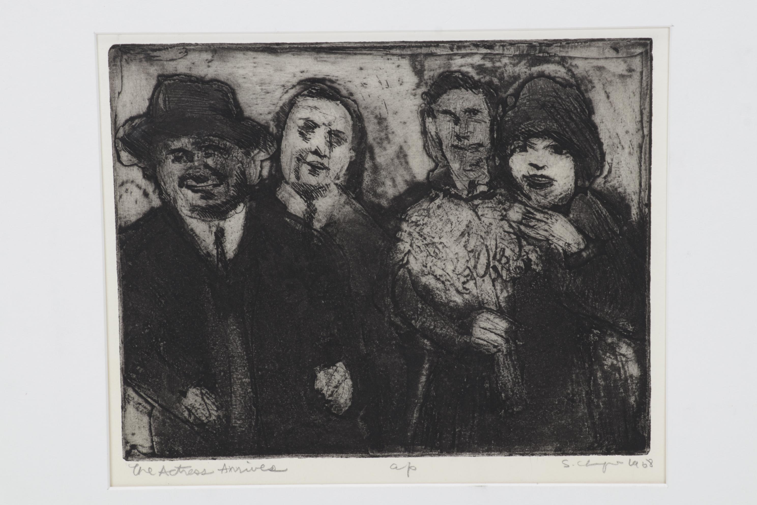 Sidney Chafetz Etching With Aquatint "The Actress Arrives," 1968