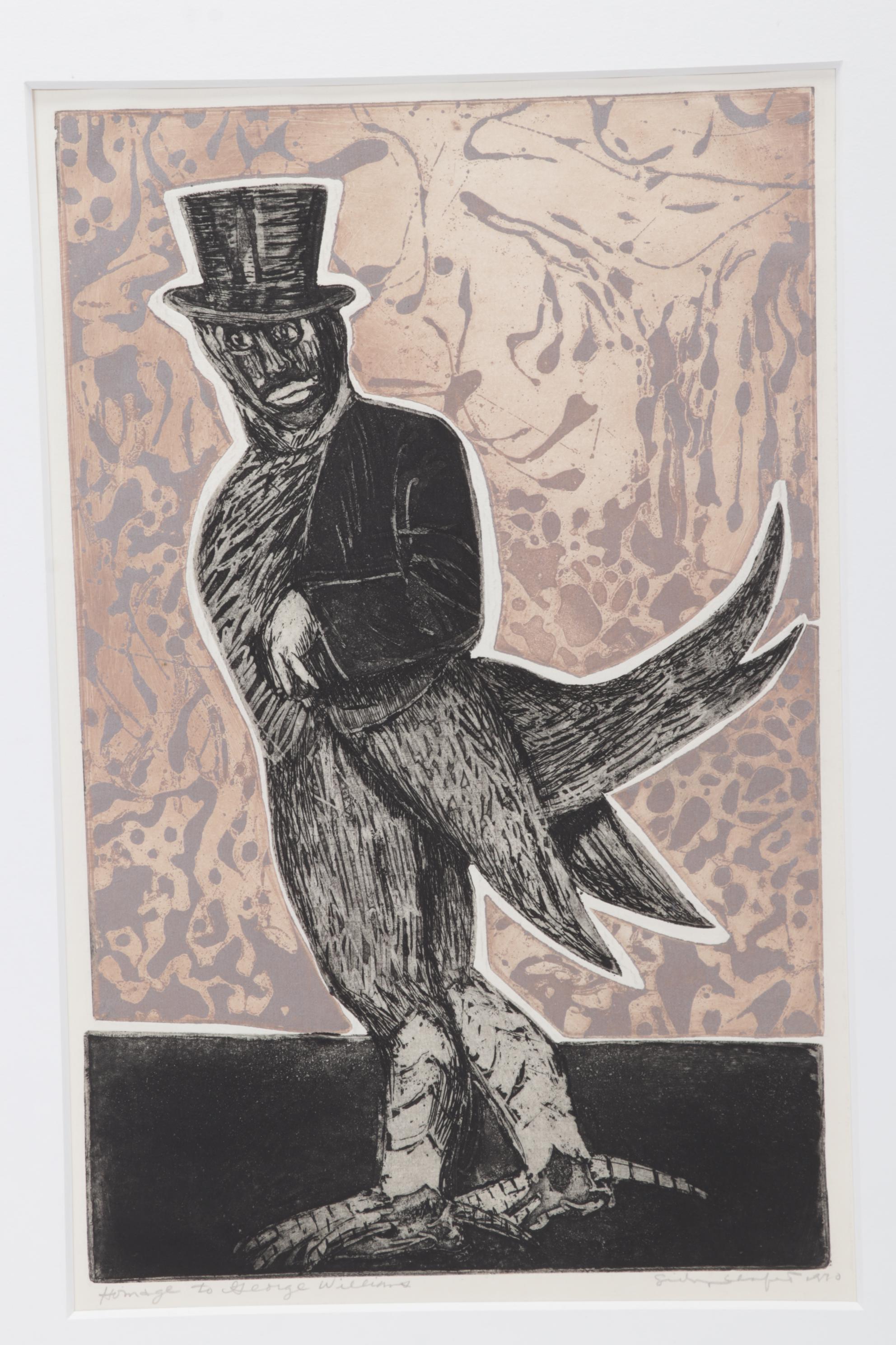 Sidney Chafetz Color Etching "Homage to Bert Williams," 1970