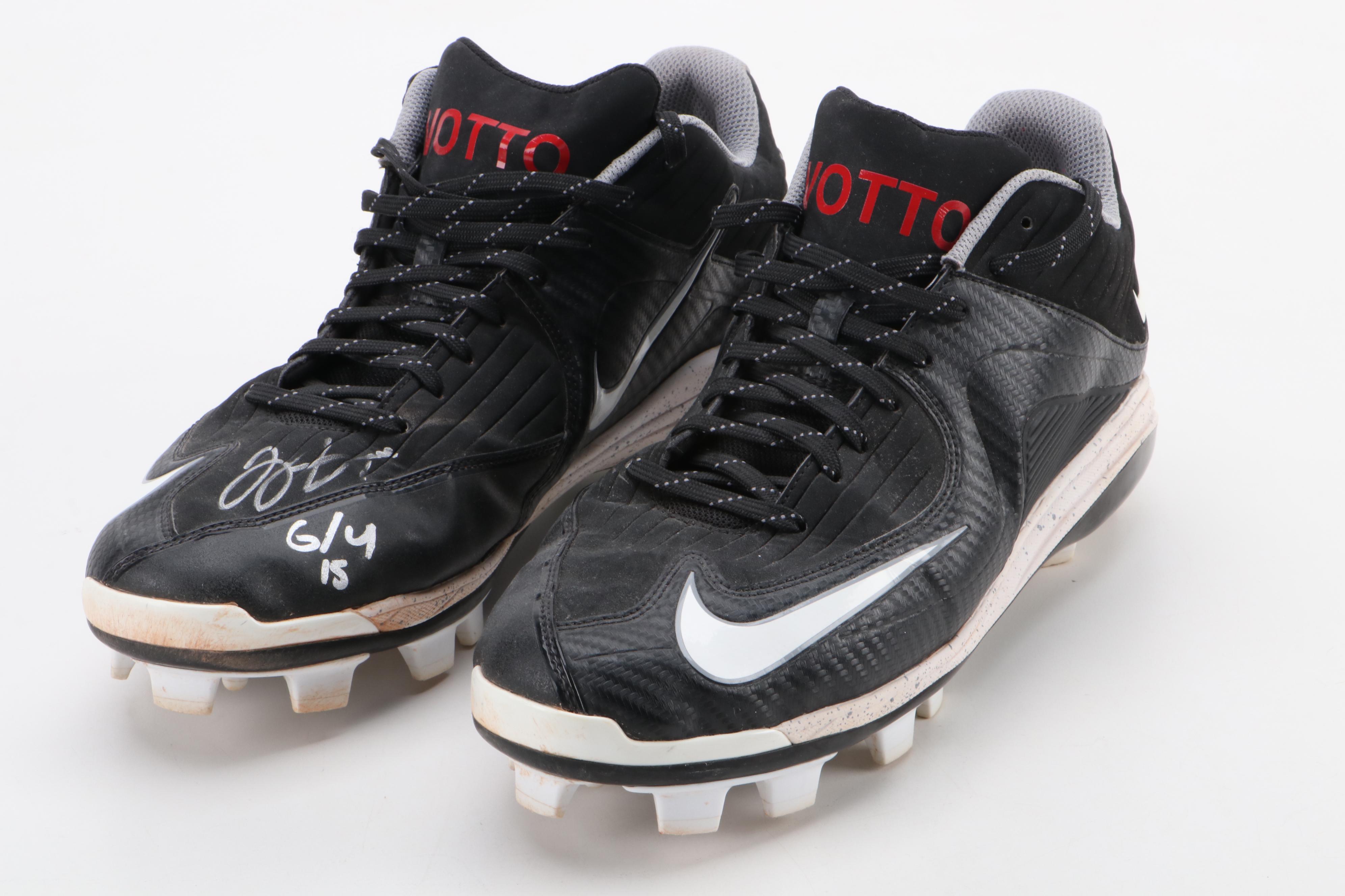 Joey Votto Cincinnati Reds Signed Game-Used Baseball Cleats