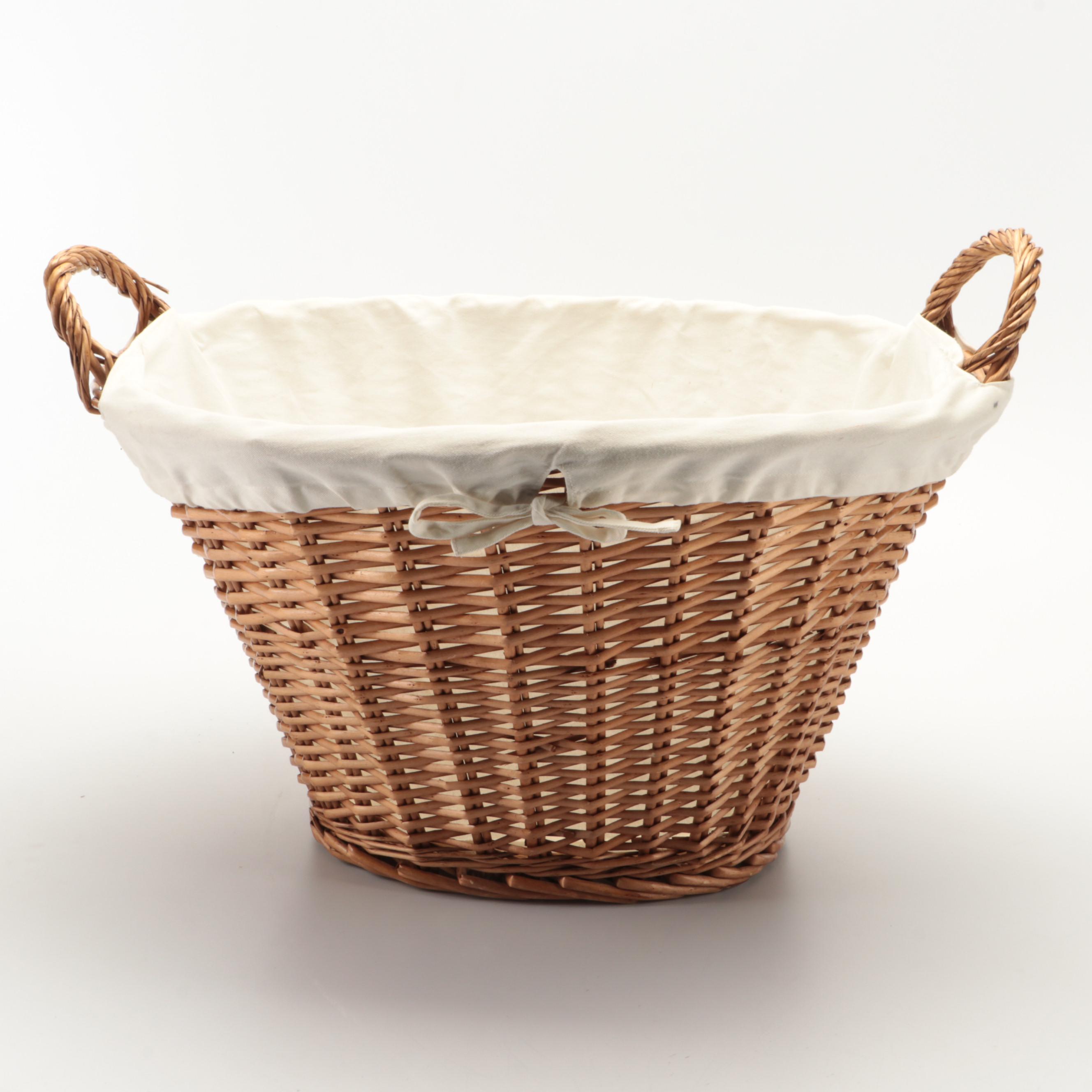 Longaberger Maple Woven Gathering Basket with Other Wicker Weave Baskets
