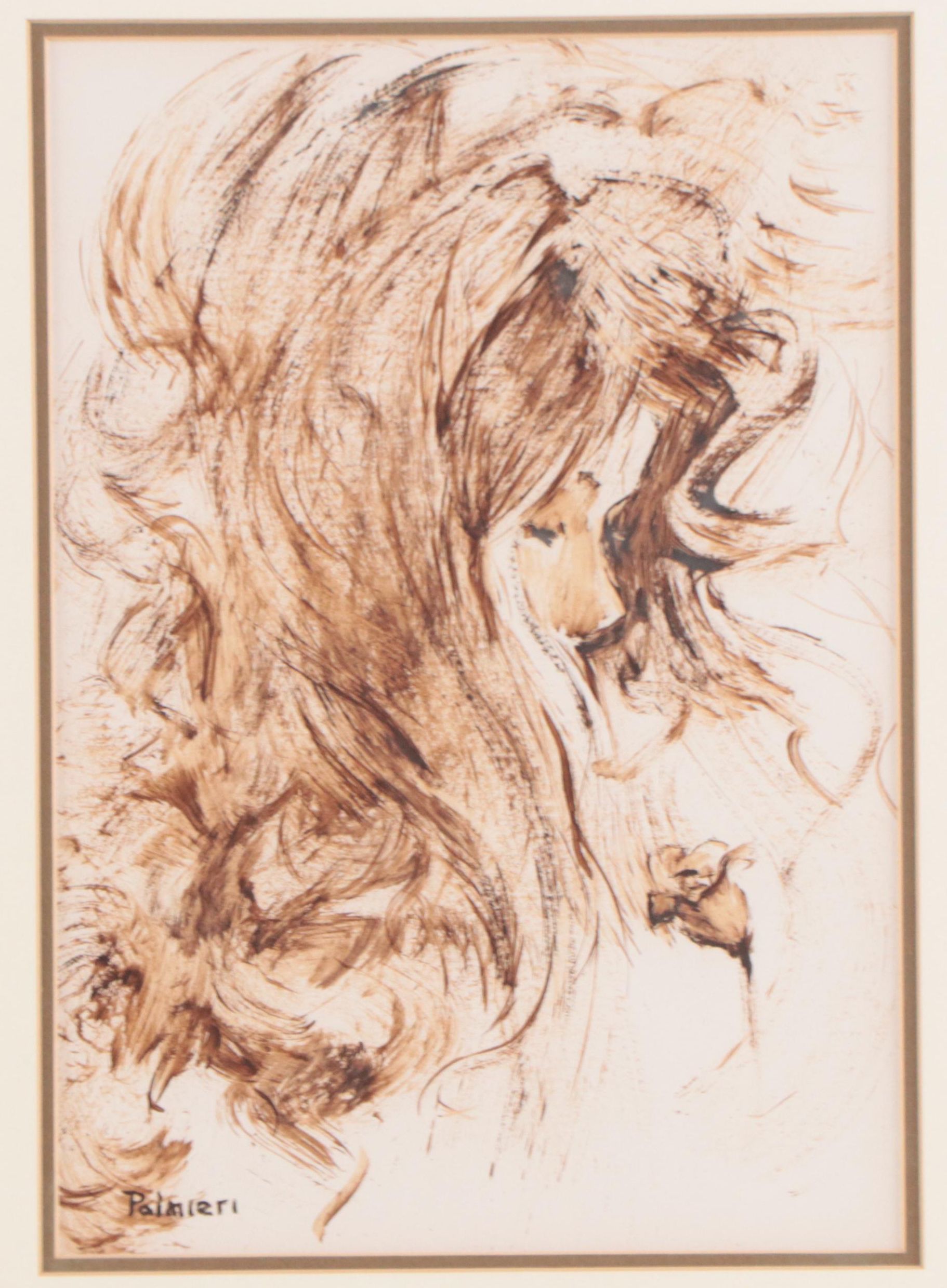 Frank Palmieri Abstract Watercolor Painting of Portrait