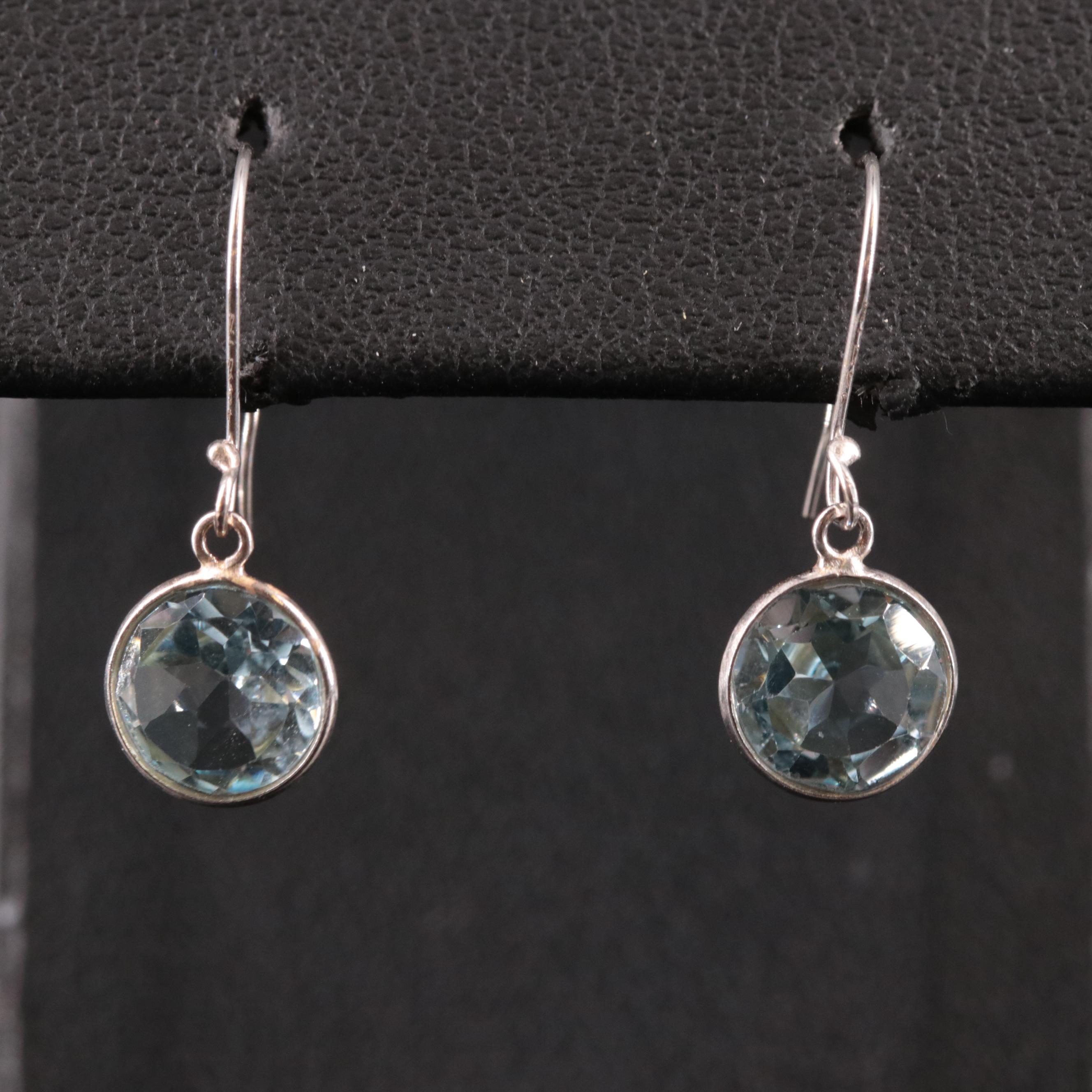 14K Blue Topaz Drop Earrings