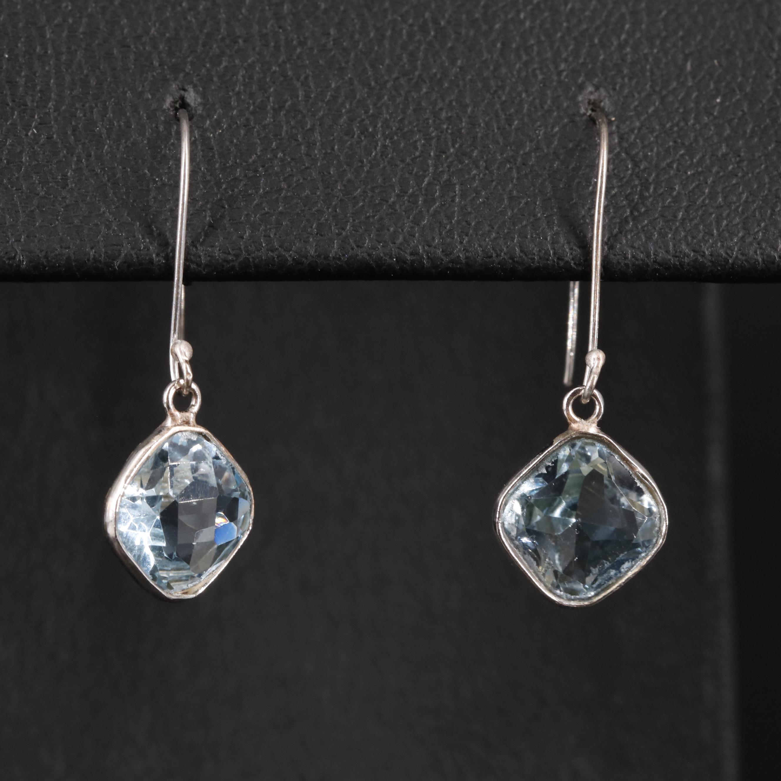 14K Blue Topaz Drop Earrings