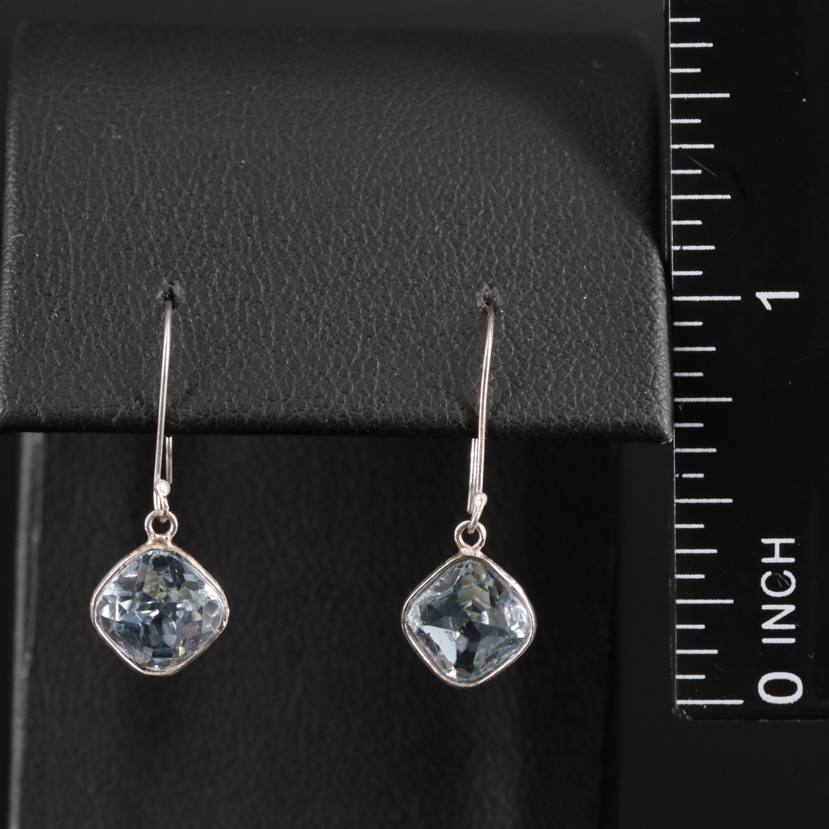 14K Blue Topaz Drop Earrings