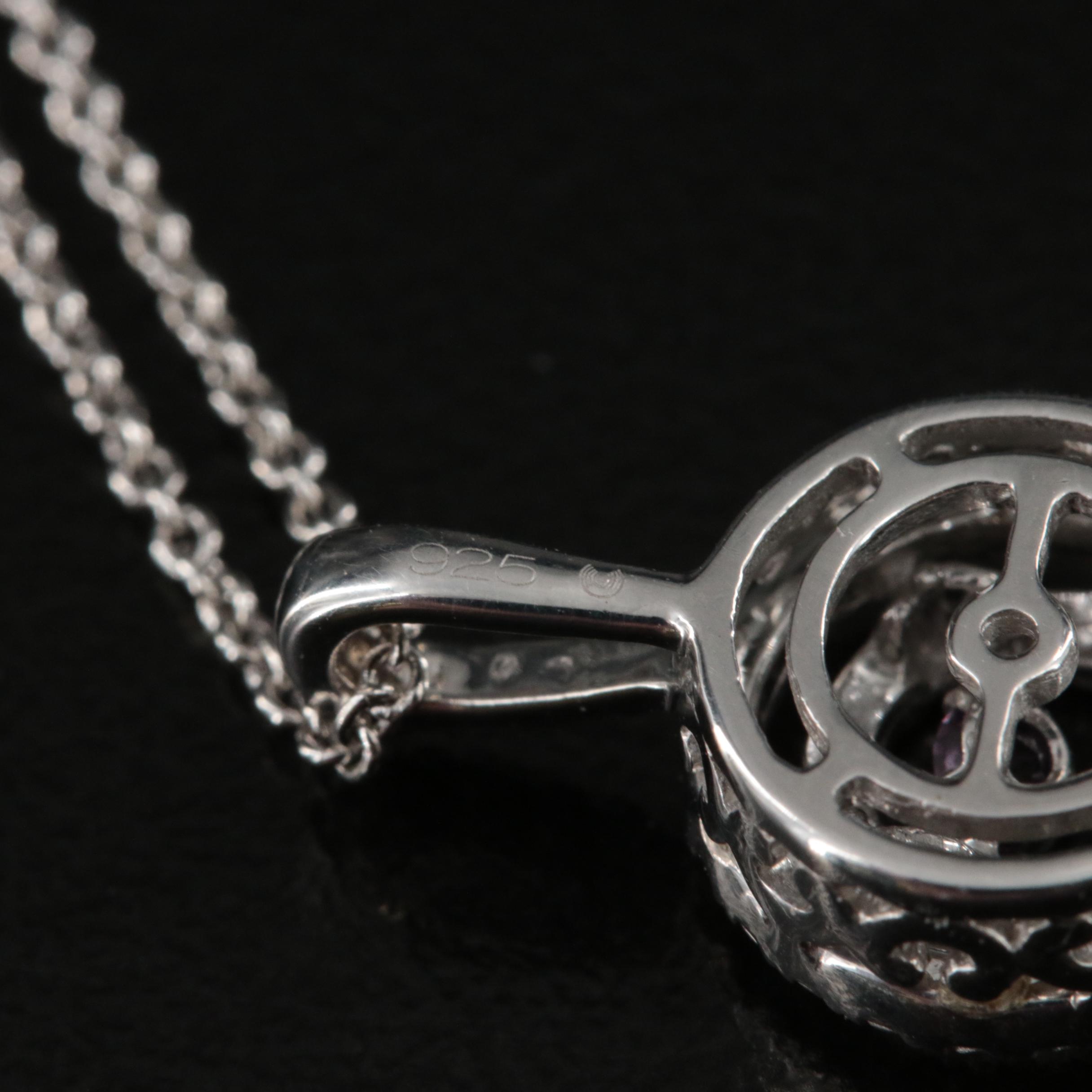 Sterling Tourmaline Pendant Necklace