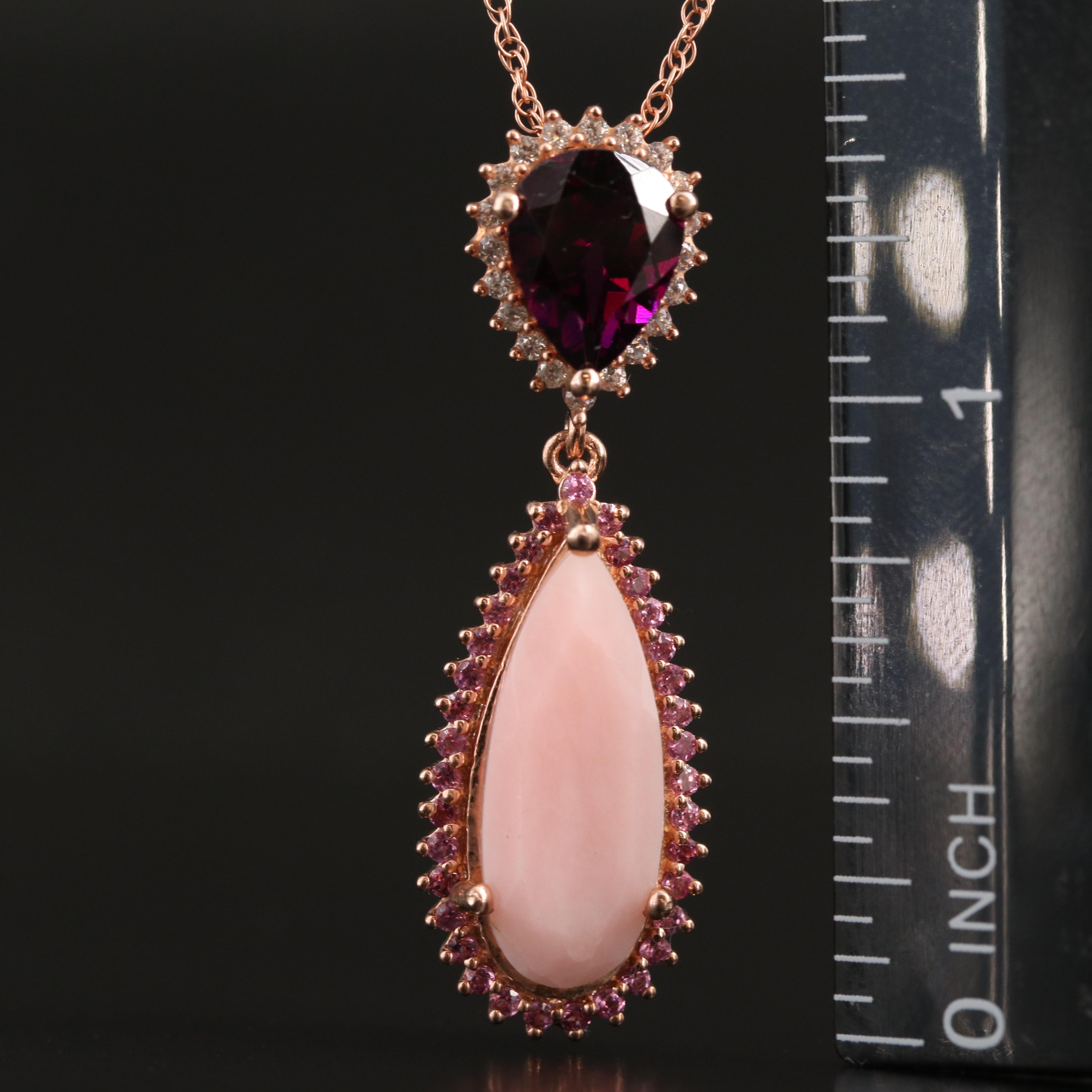 Sterling Common Opal, Garnet and Gemstone Necklace