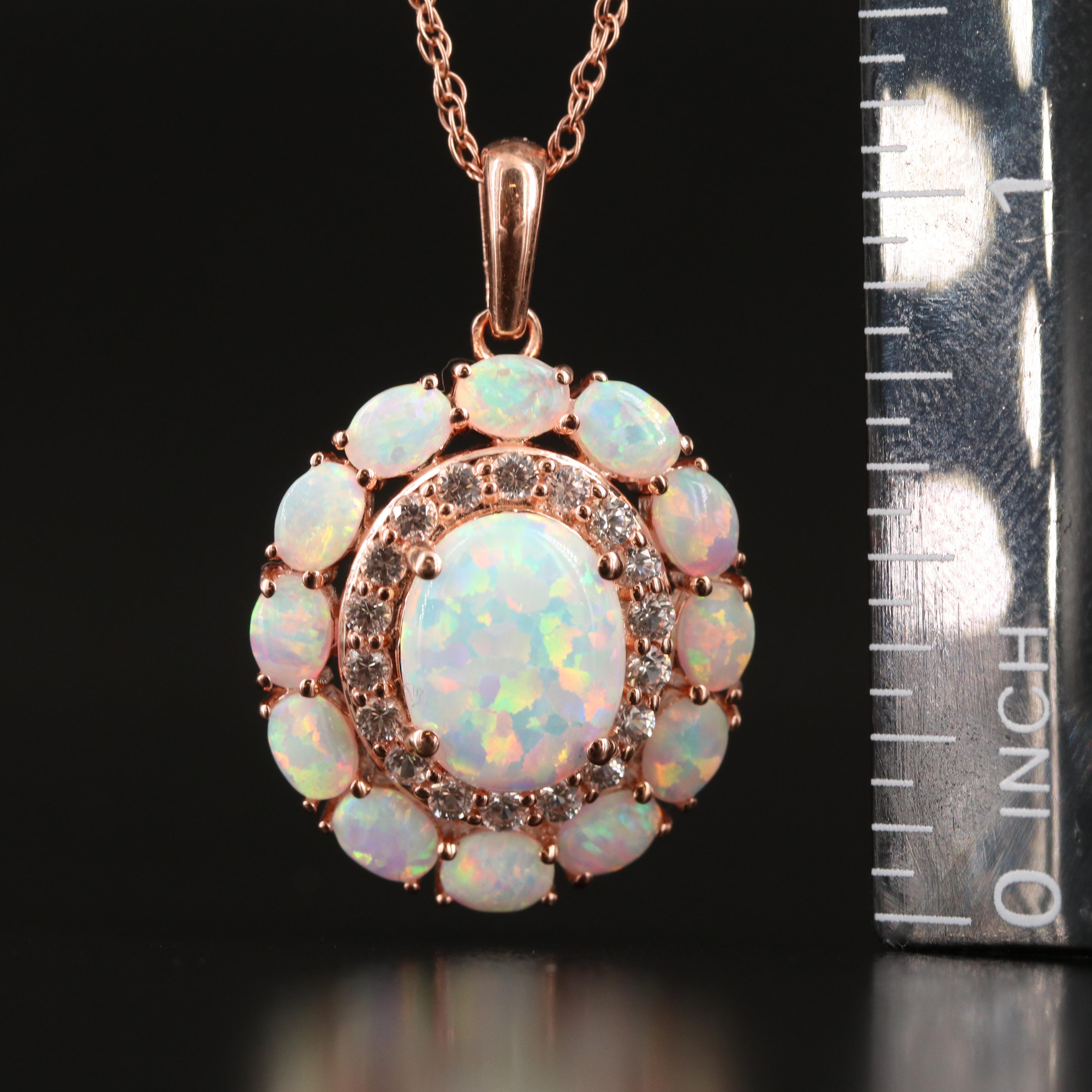 Sterling Opal and Sapphire Necklace