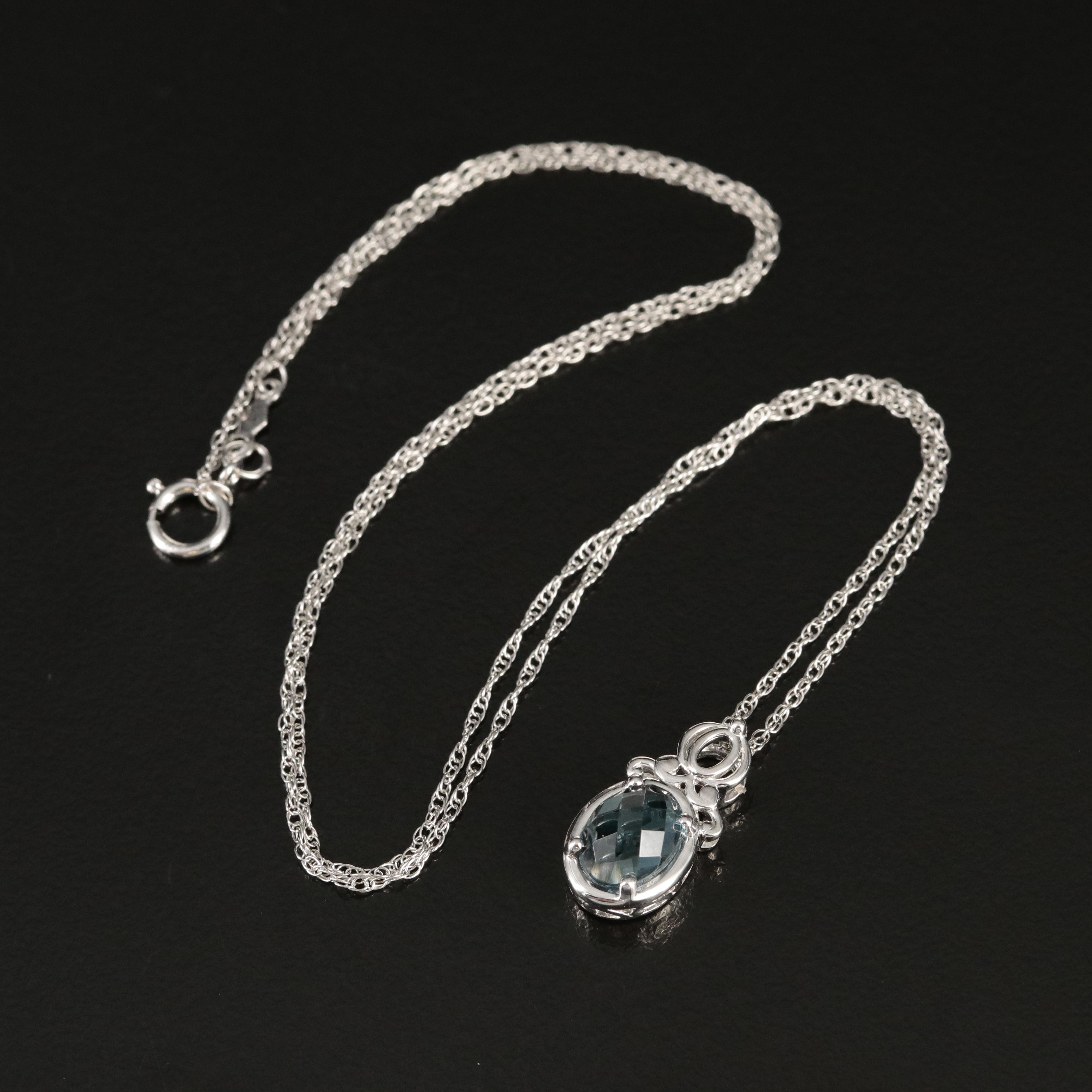 Sterling Topaz Pendant Necklace