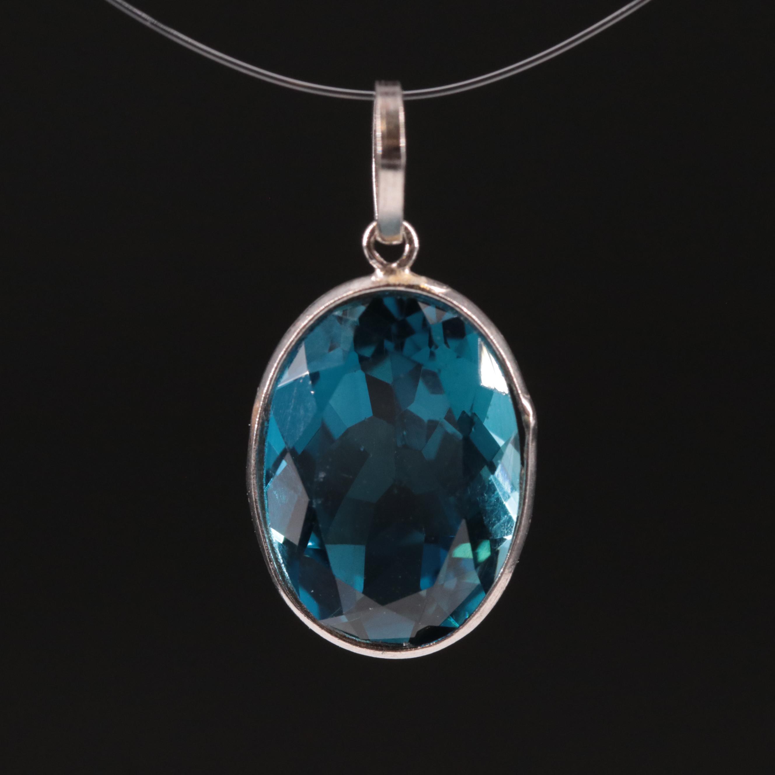 14K London Blue Topaz Pendant