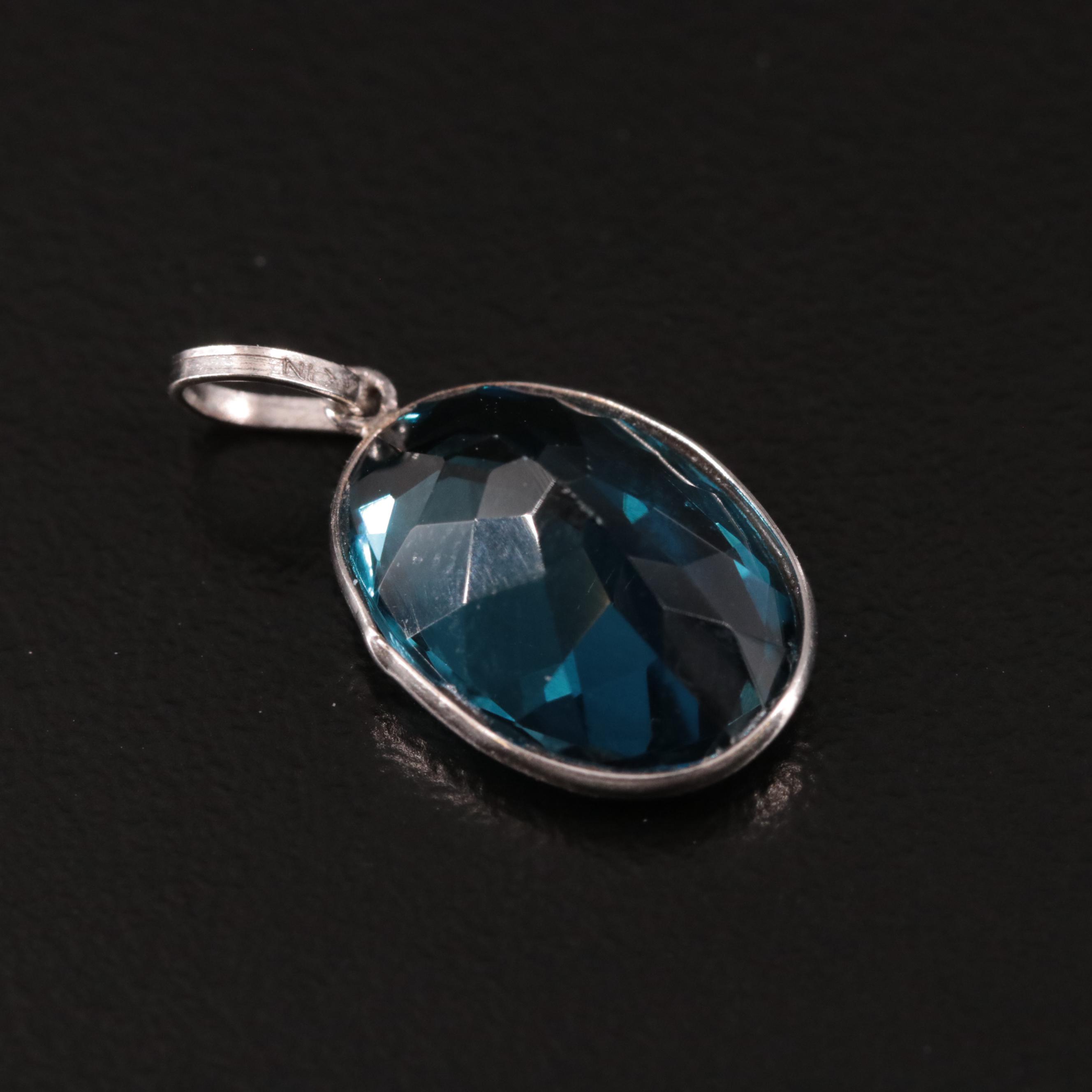 14K London Blue Topaz Pendant