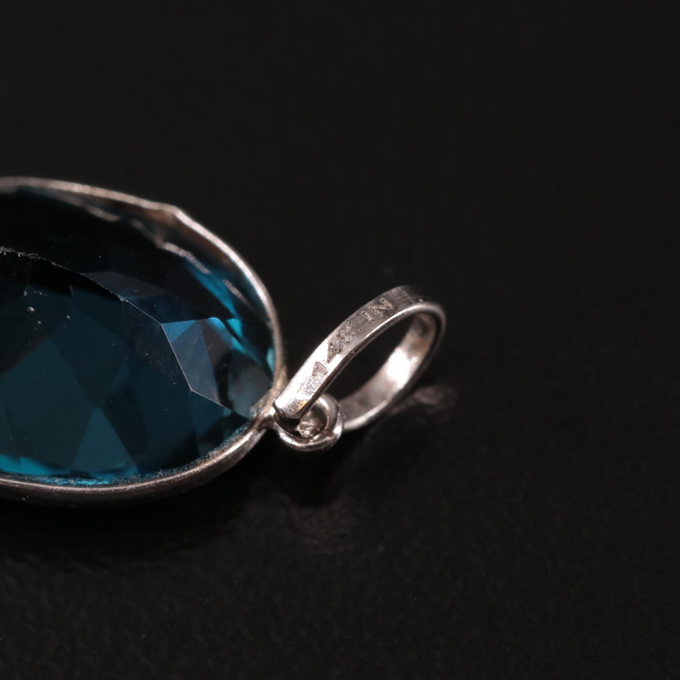 14K London Blue Topaz Pendant