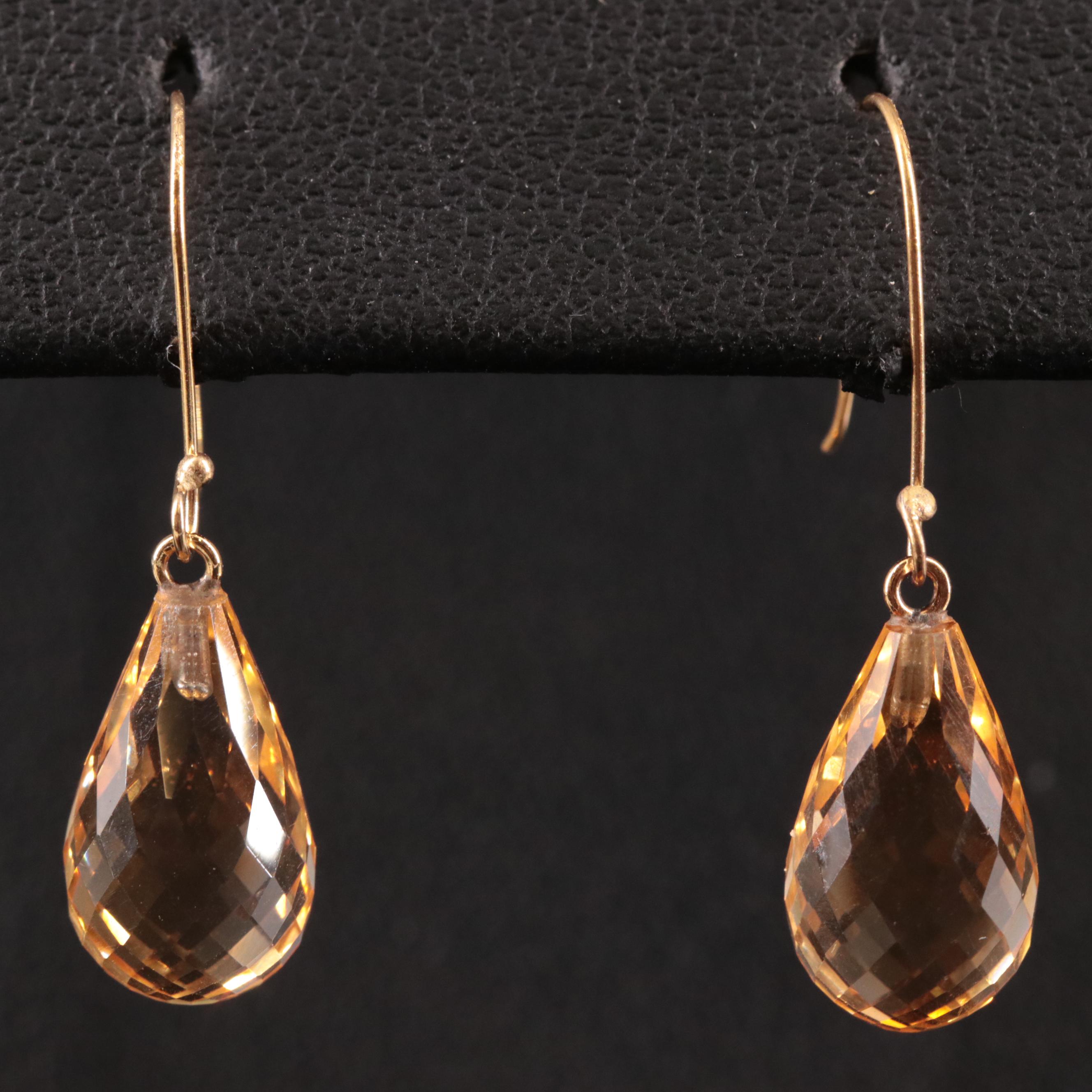 14K Citrine Drop Earrings