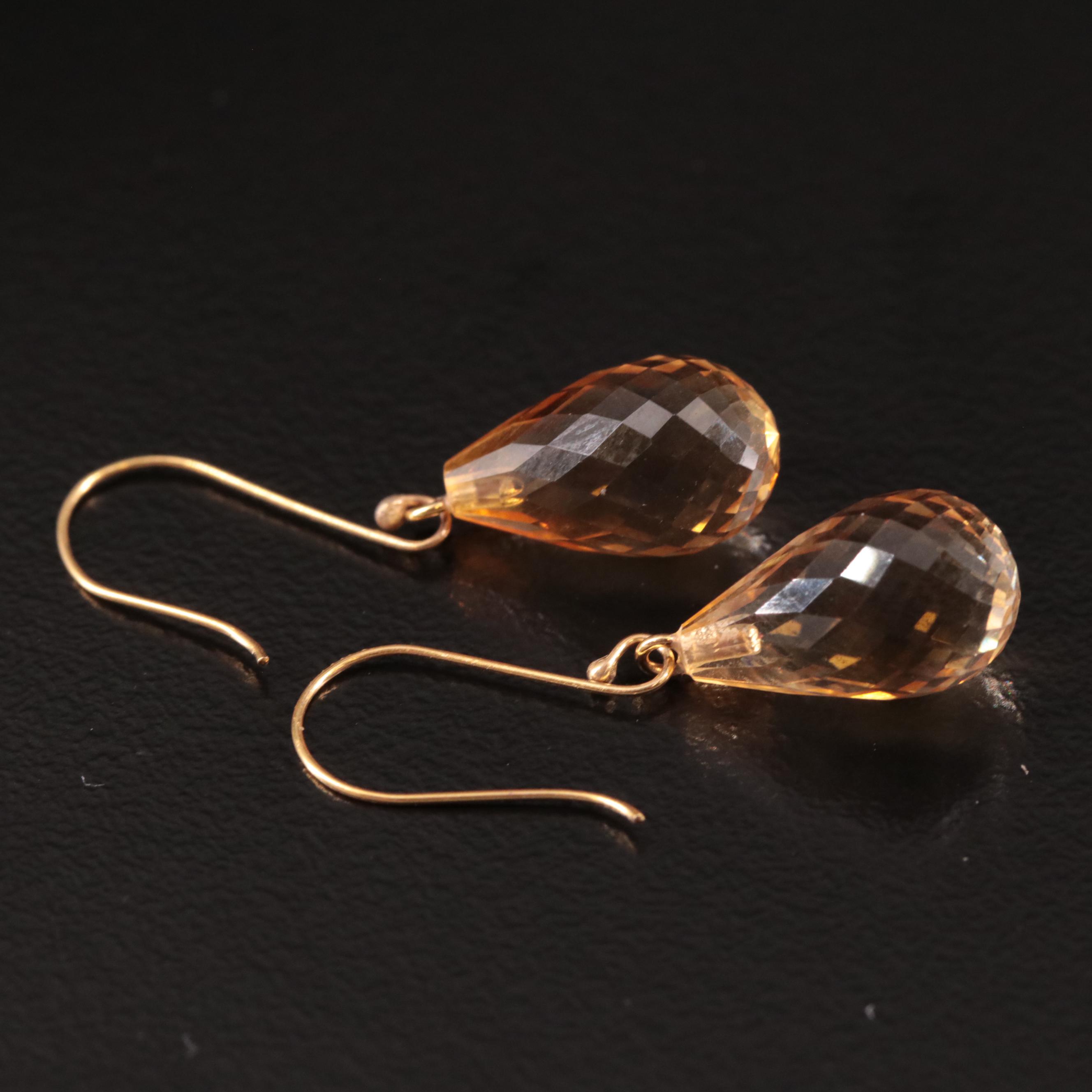 14K Citrine Drop Earrings