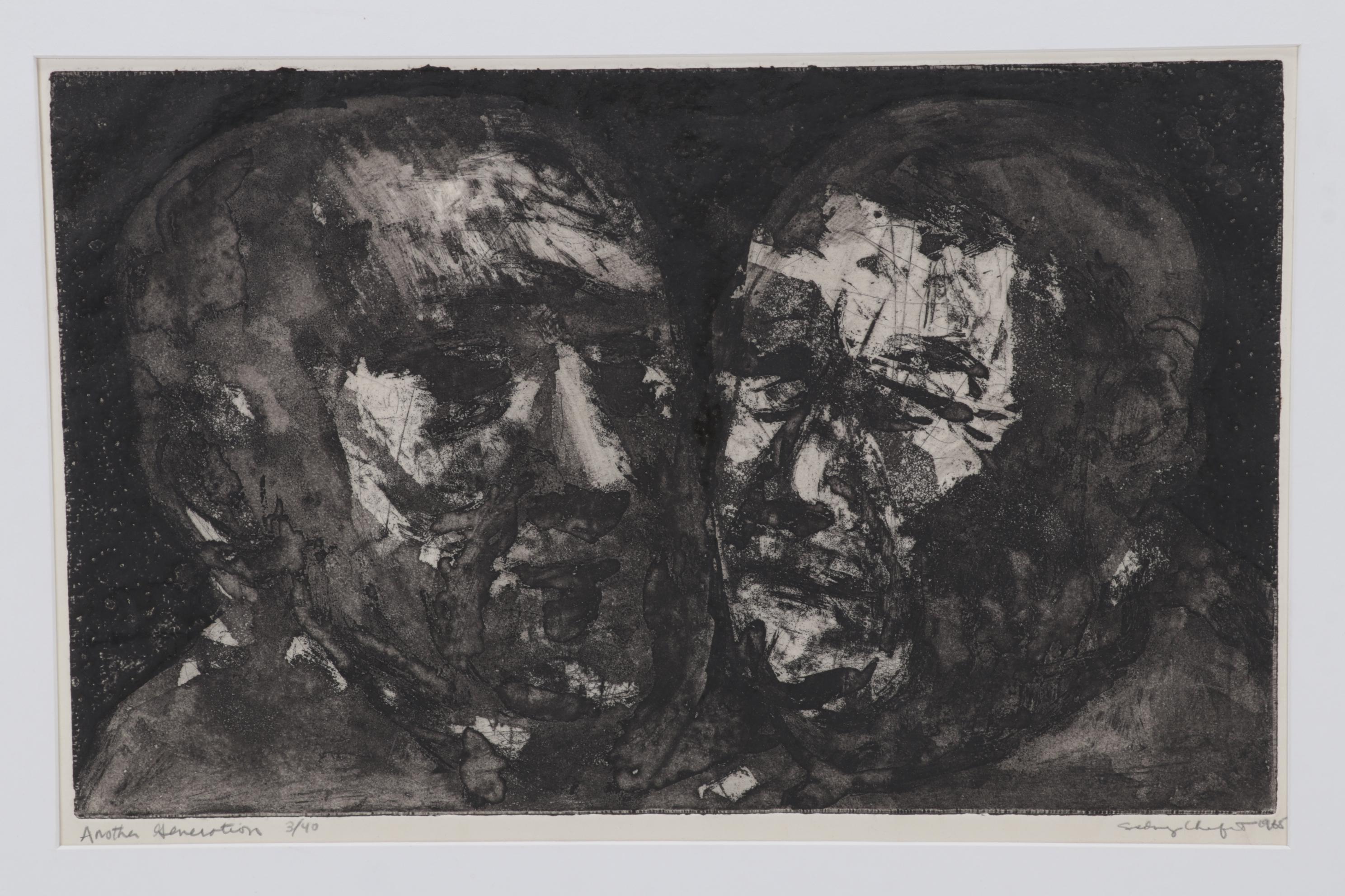 Sidney Chafetz Etching with Aquatint "Another Generation," 1965