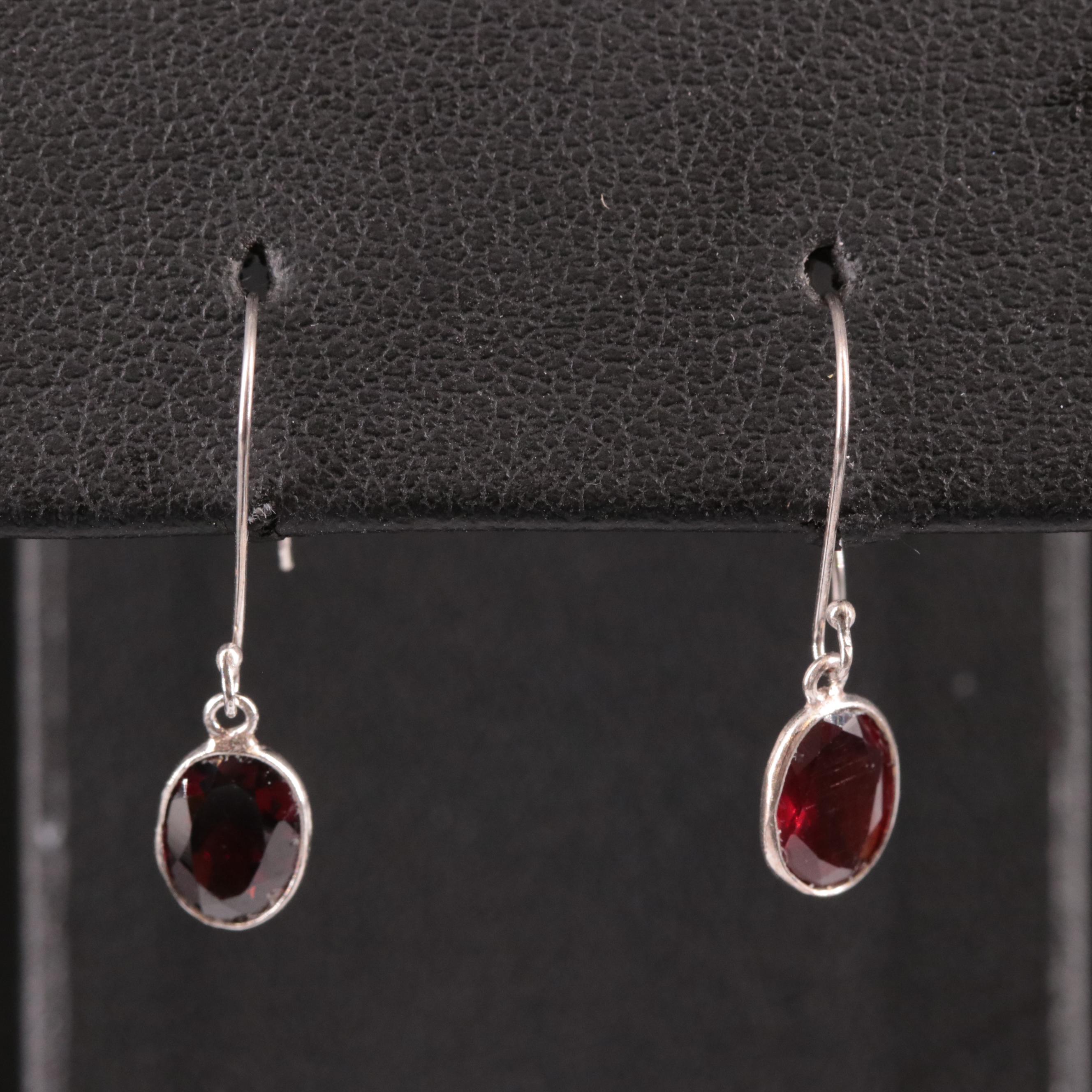 14K Garnet Drop Earrings