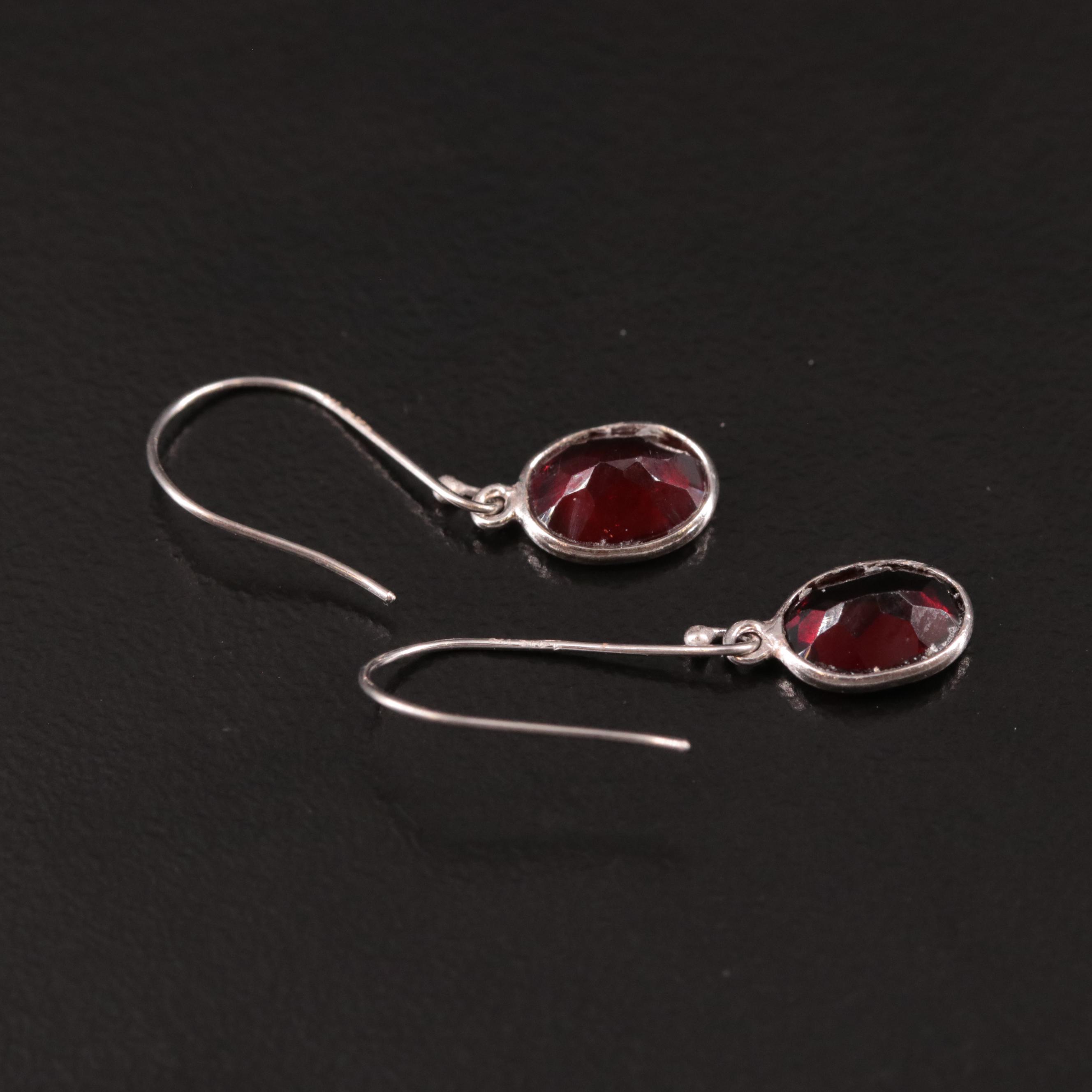 14K Garnet Drop Earrings