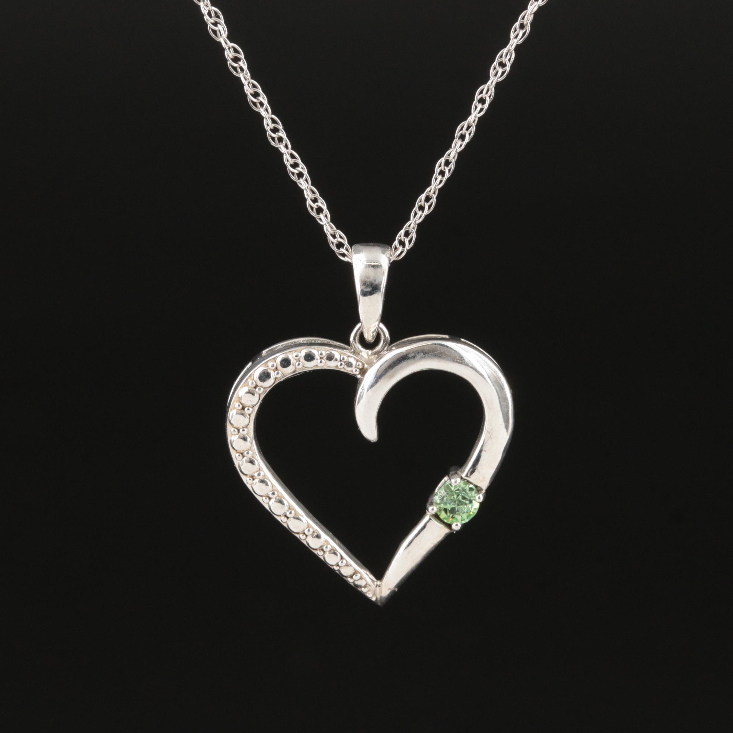 Sterling Cubic Zirconia Heart Pendant Necklace
