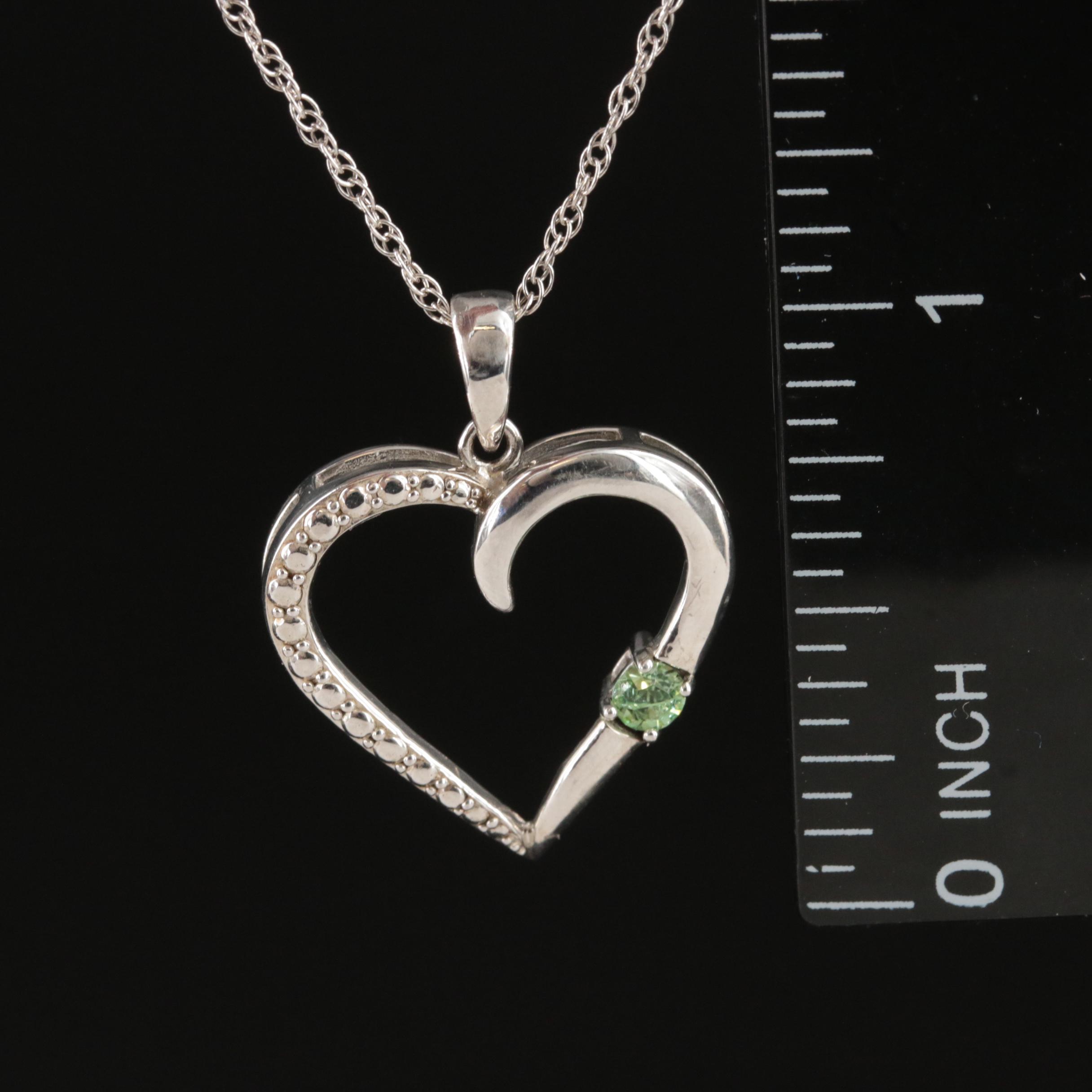 Sterling Cubic Zirconia Heart Pendant Necklace