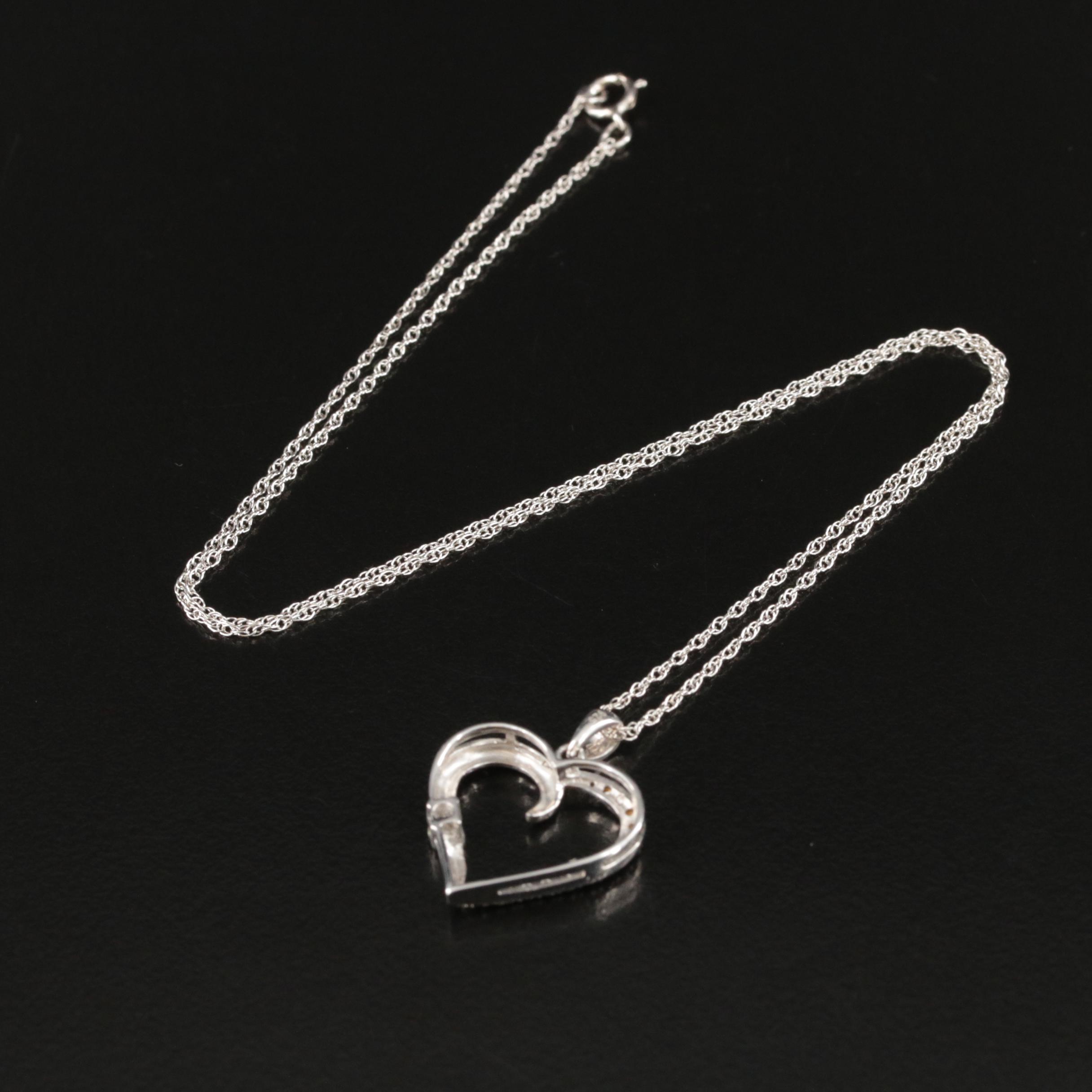 Sterling Cubic Zirconia Heart Pendant Necklace