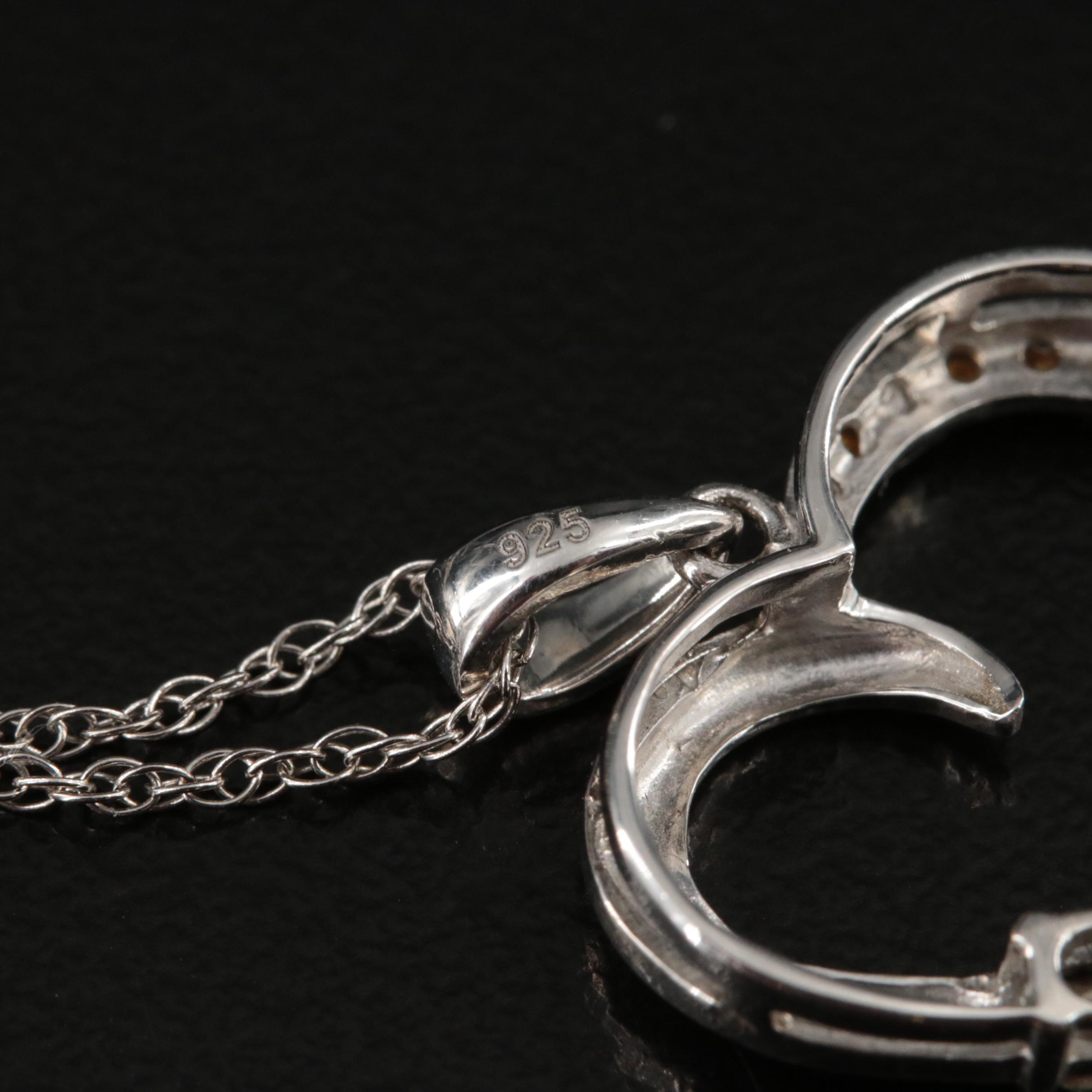 Sterling Cubic Zirconia Heart Pendant Necklace