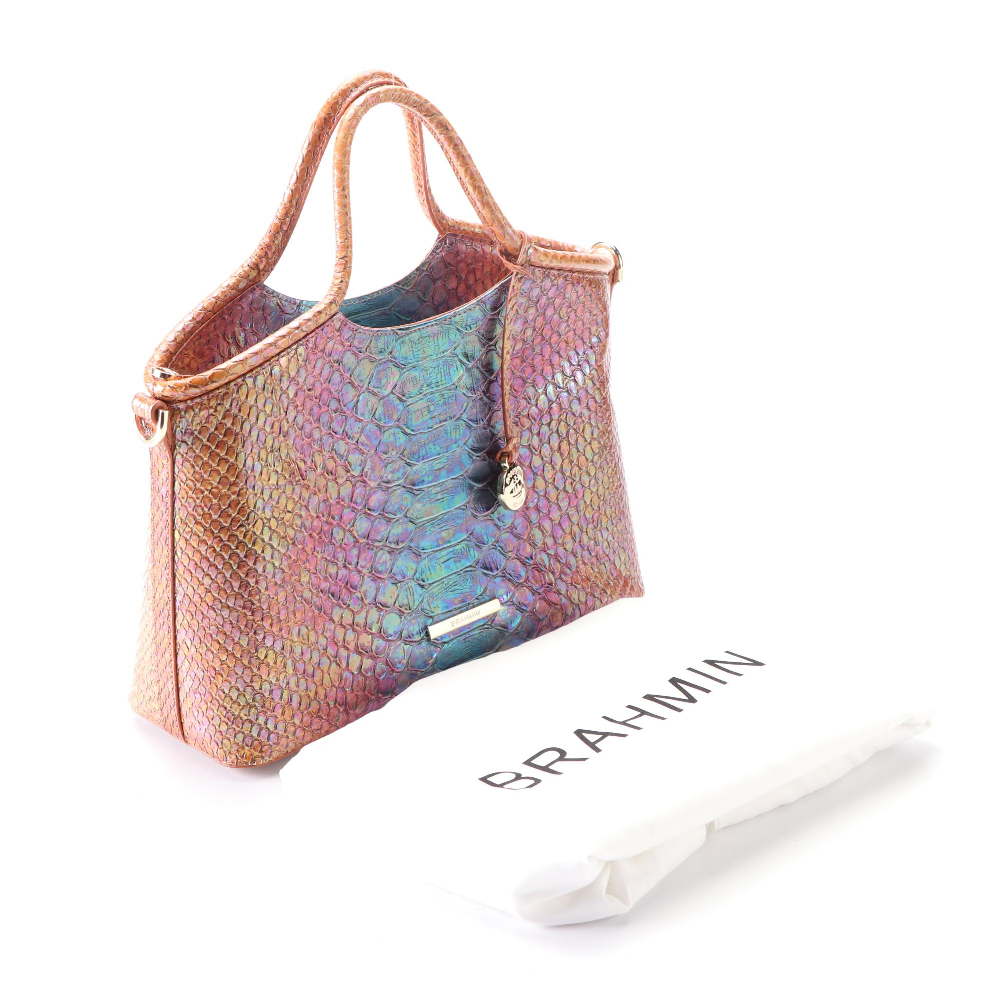 Brahmin Small Elaine Two-Way Bag in Stellaris Ombre Croc-Embossed Leather