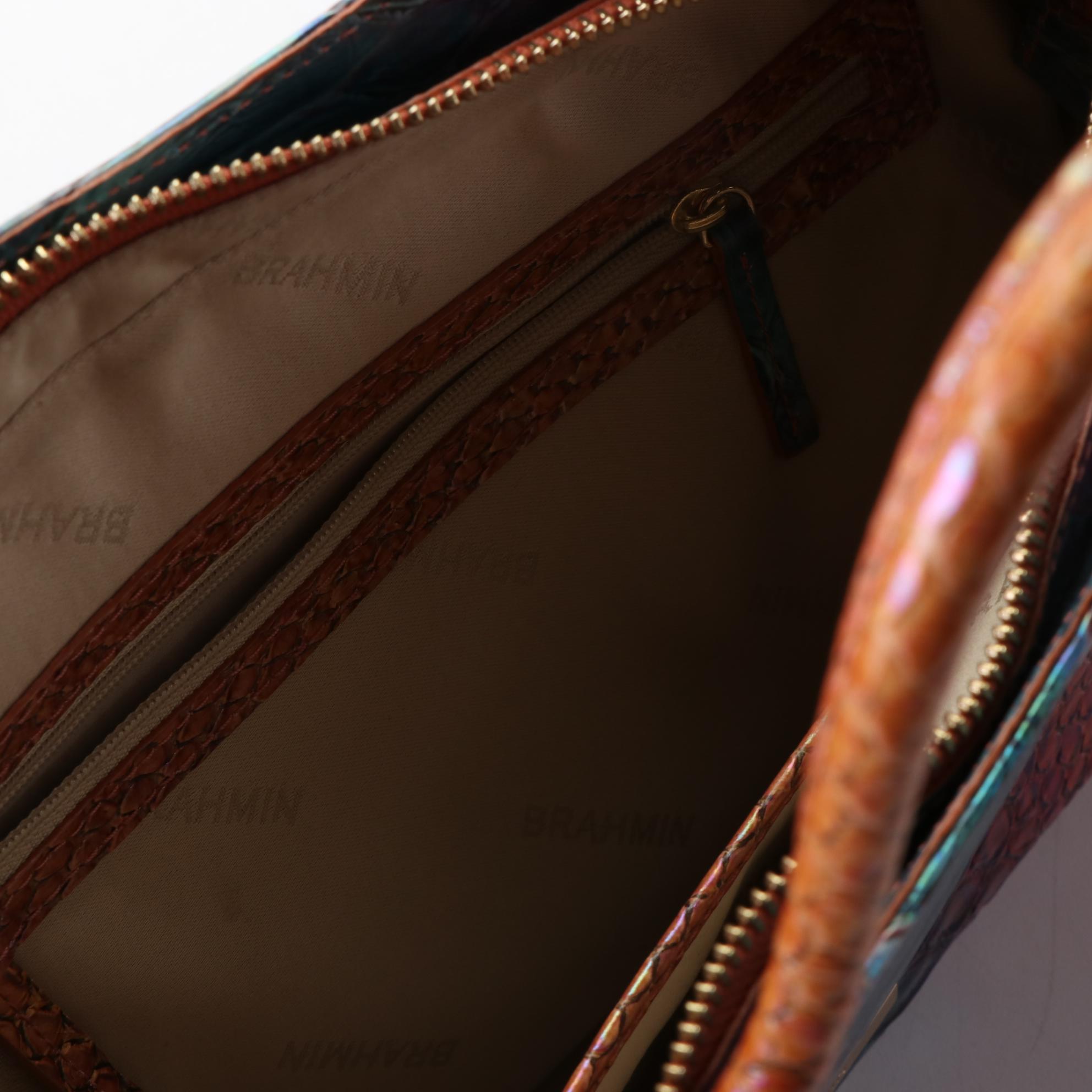 Brahmin Small Elaine Two-Way Bag in Stellaris Ombre Croc-Embossed Leather