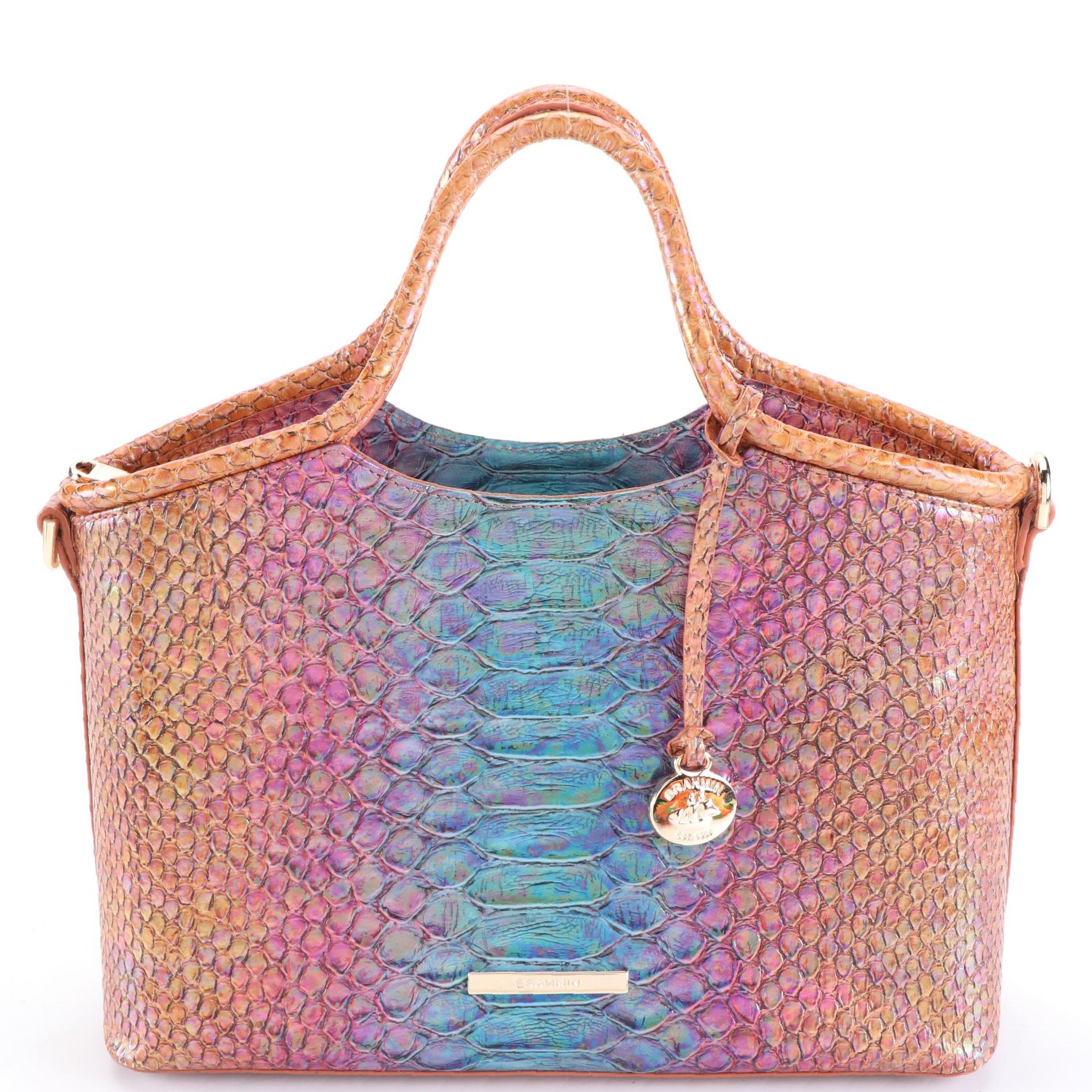 Brahmin Small Elaine Two-Way Bag in Stellaris Ombre Croc-Embossed Leather