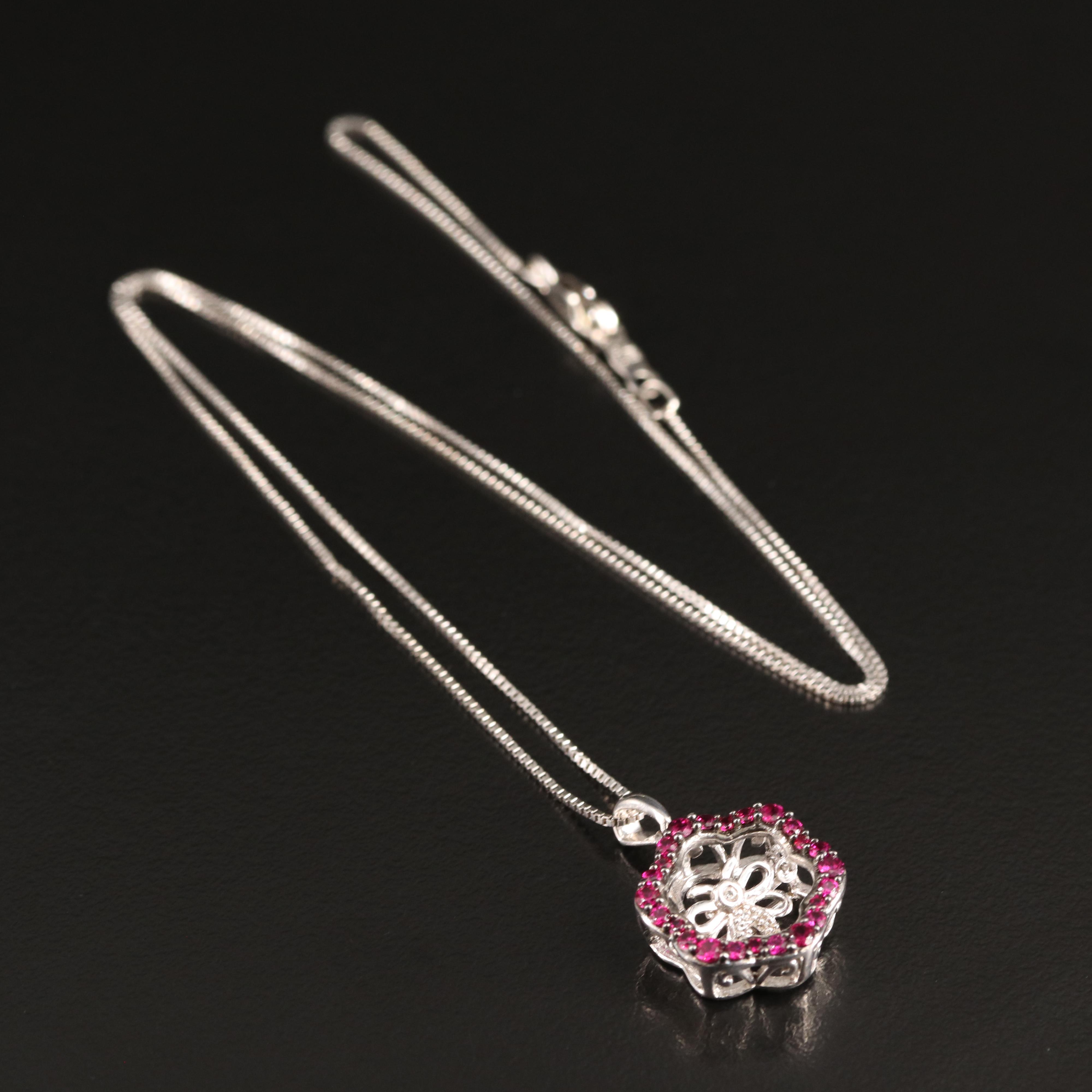 Sterling Ruby and Sapphire Bee Trembler Necklace