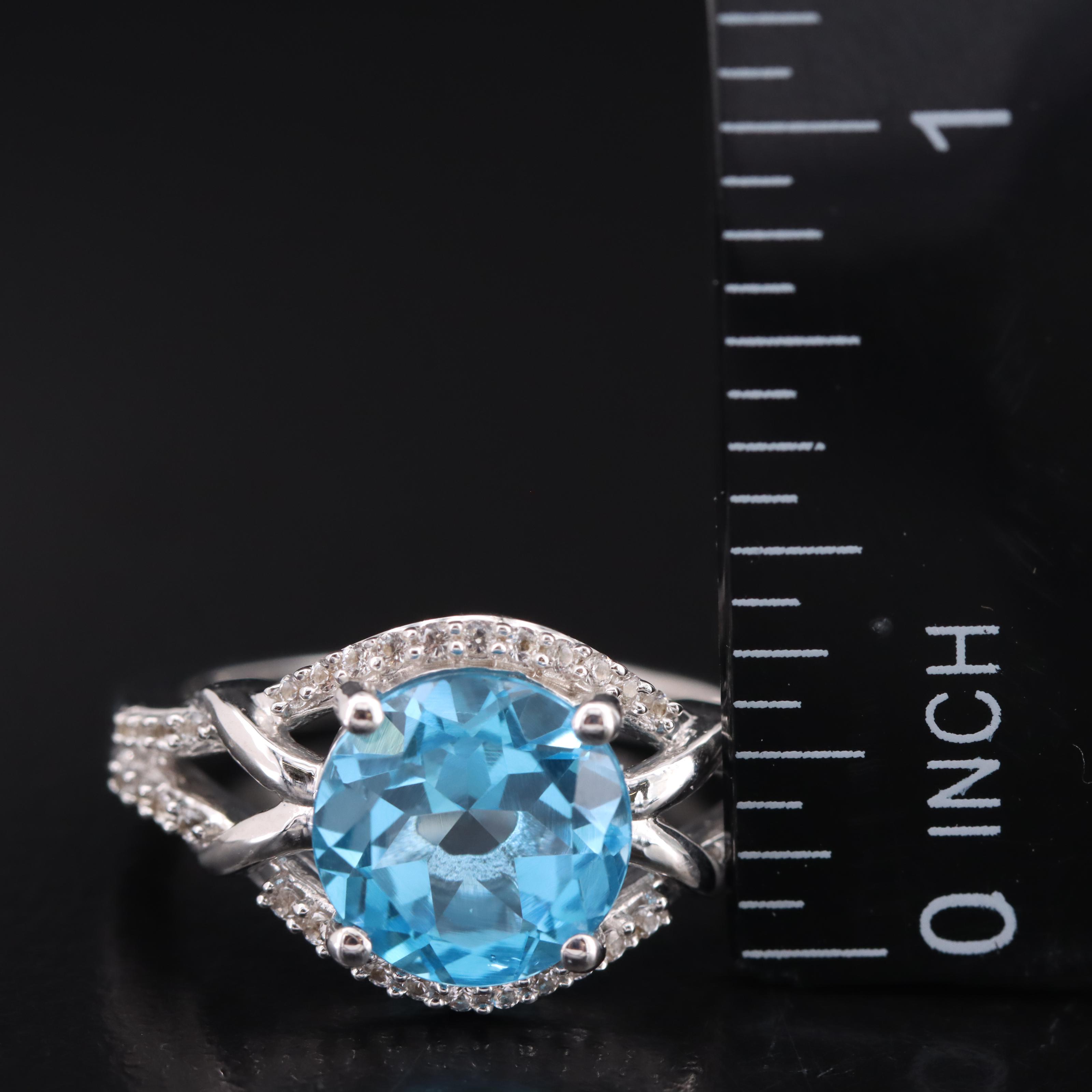 Sterling Swiss Blue Topaz and Sapphire Ring