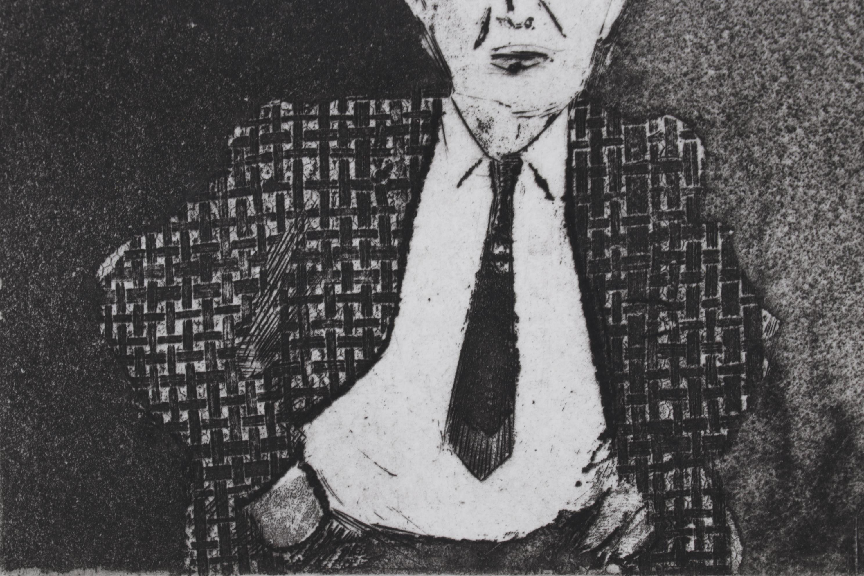 Sidney Chafetz Etching "W. C. Williams," 1970