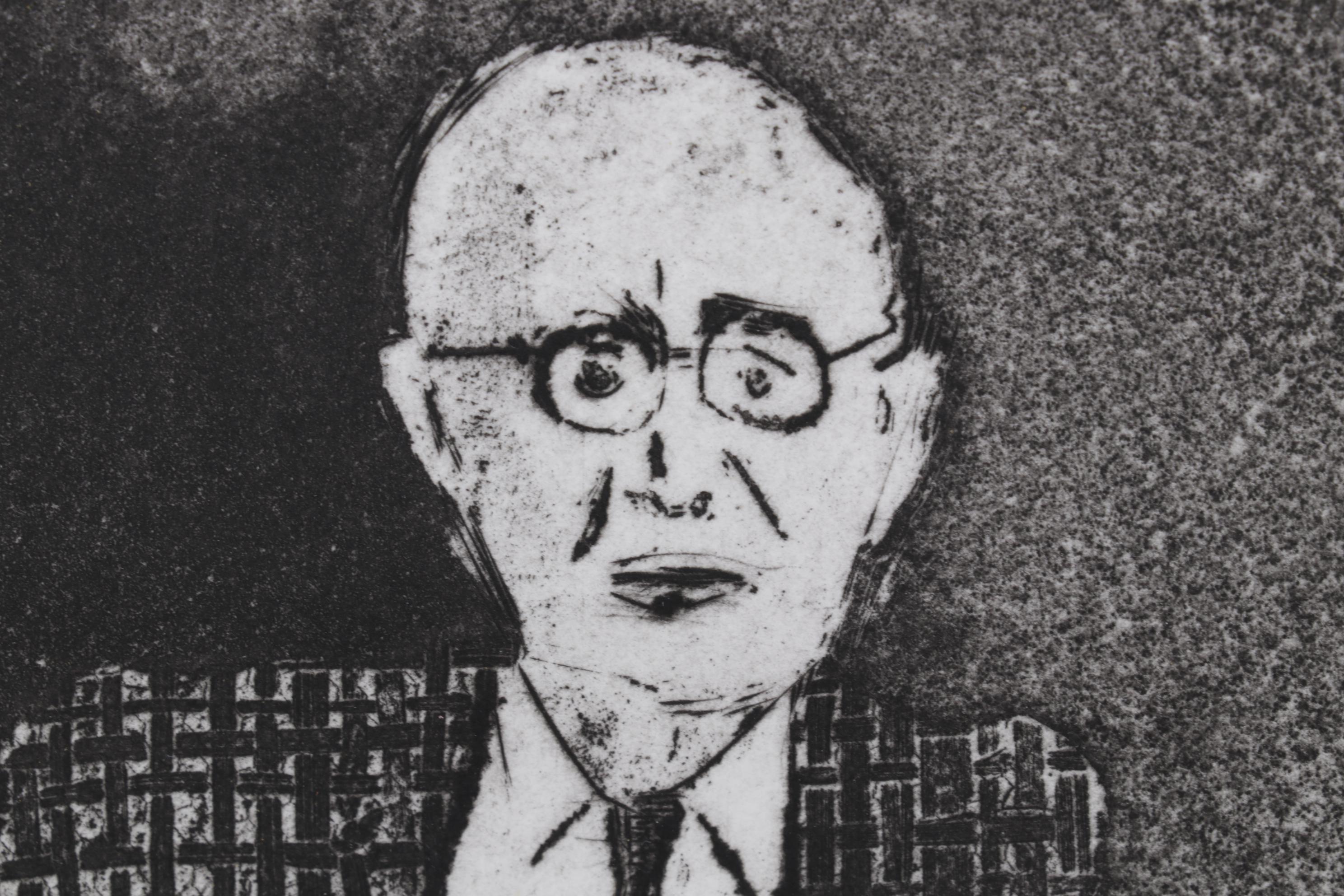Sidney Chafetz Etching "W. C. Williams," 1970