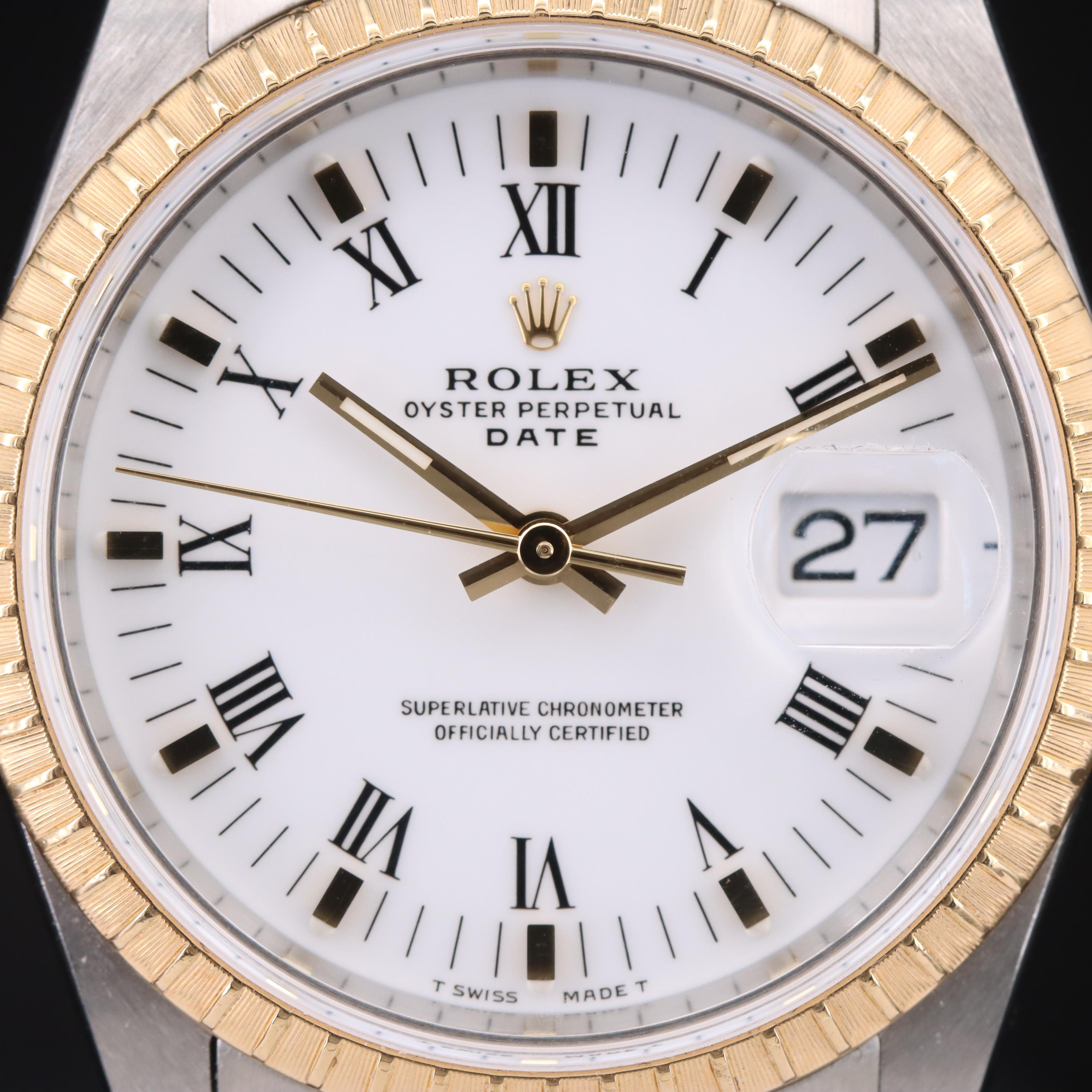 1991 Rolex Oyster Perpetual White Roman Date Watch