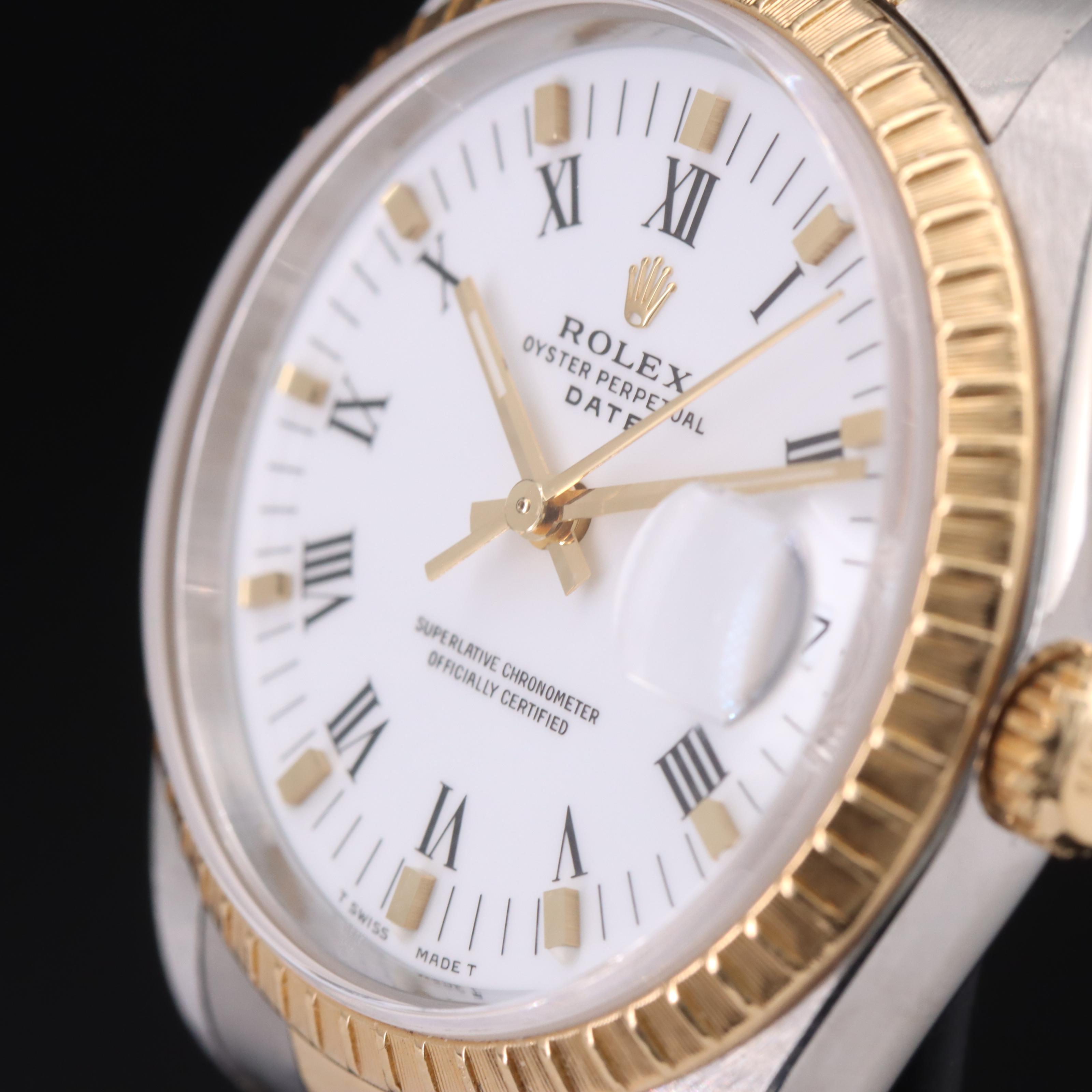 1991 Rolex Oyster Perpetual White Roman Date Watch