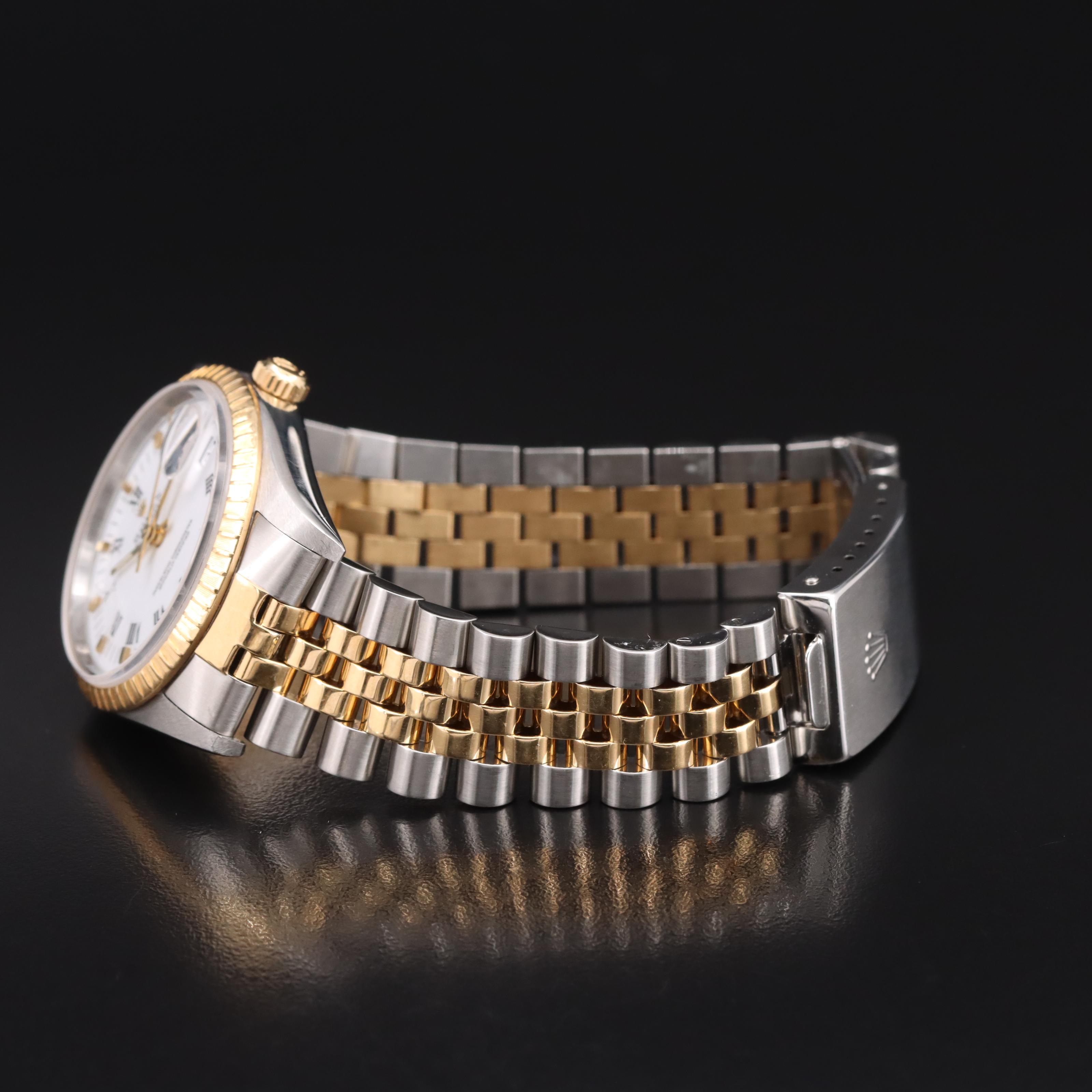 1991 Rolex Oyster Perpetual White Roman Date Watch