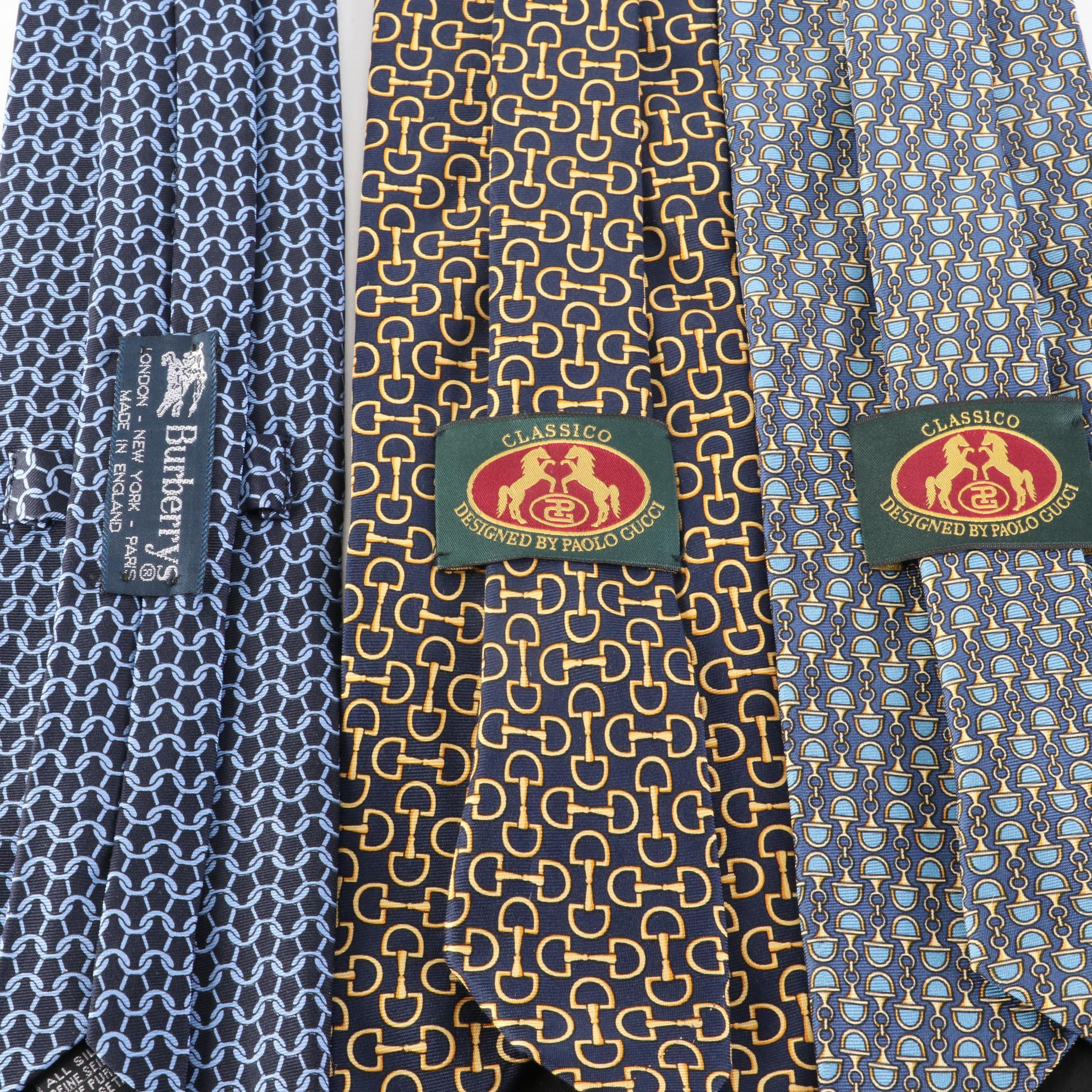 Classico by Paolo Gucci and Burberrys Patterned Silk Neckties