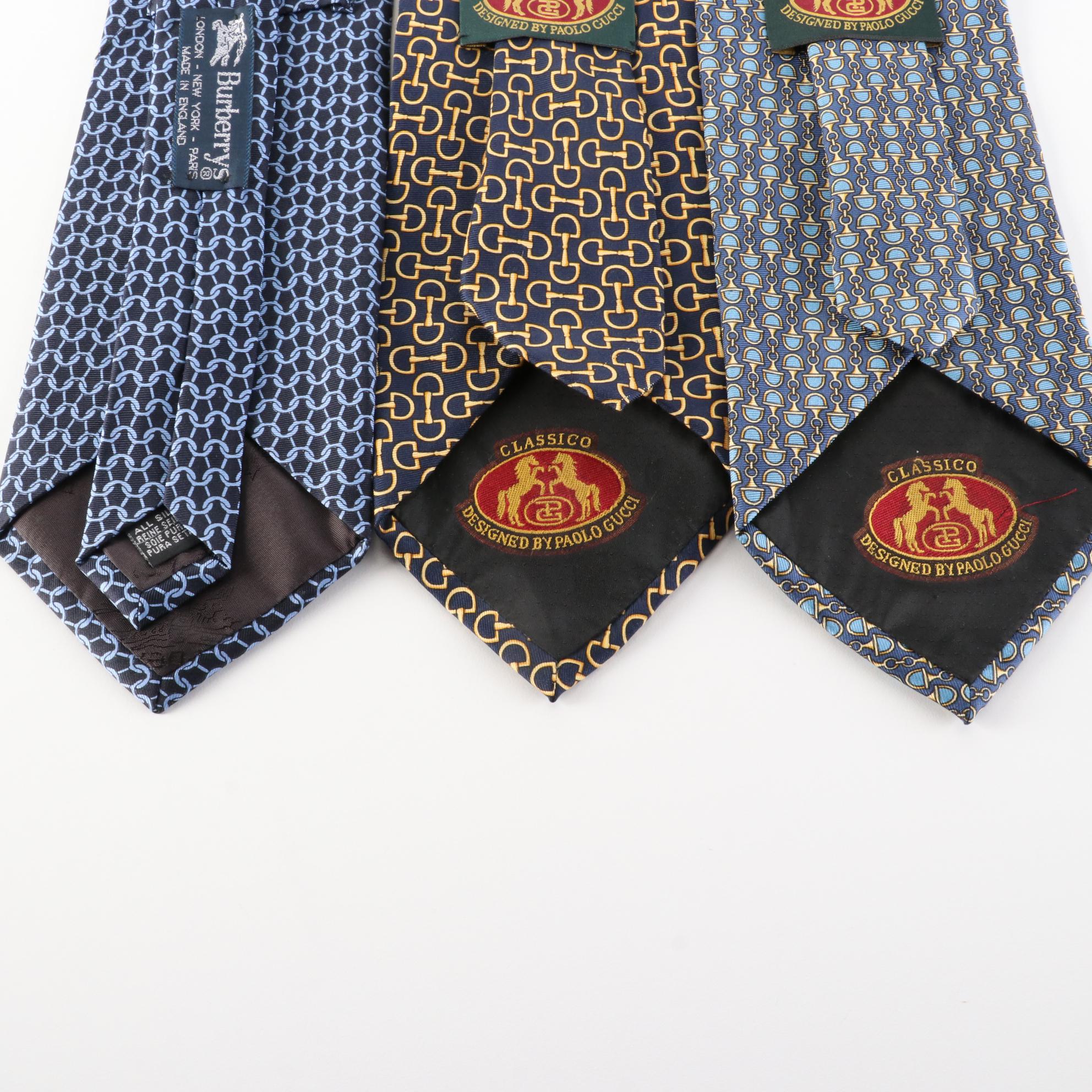 Classico by Paolo Gucci and Burberrys Patterned Silk Neckties