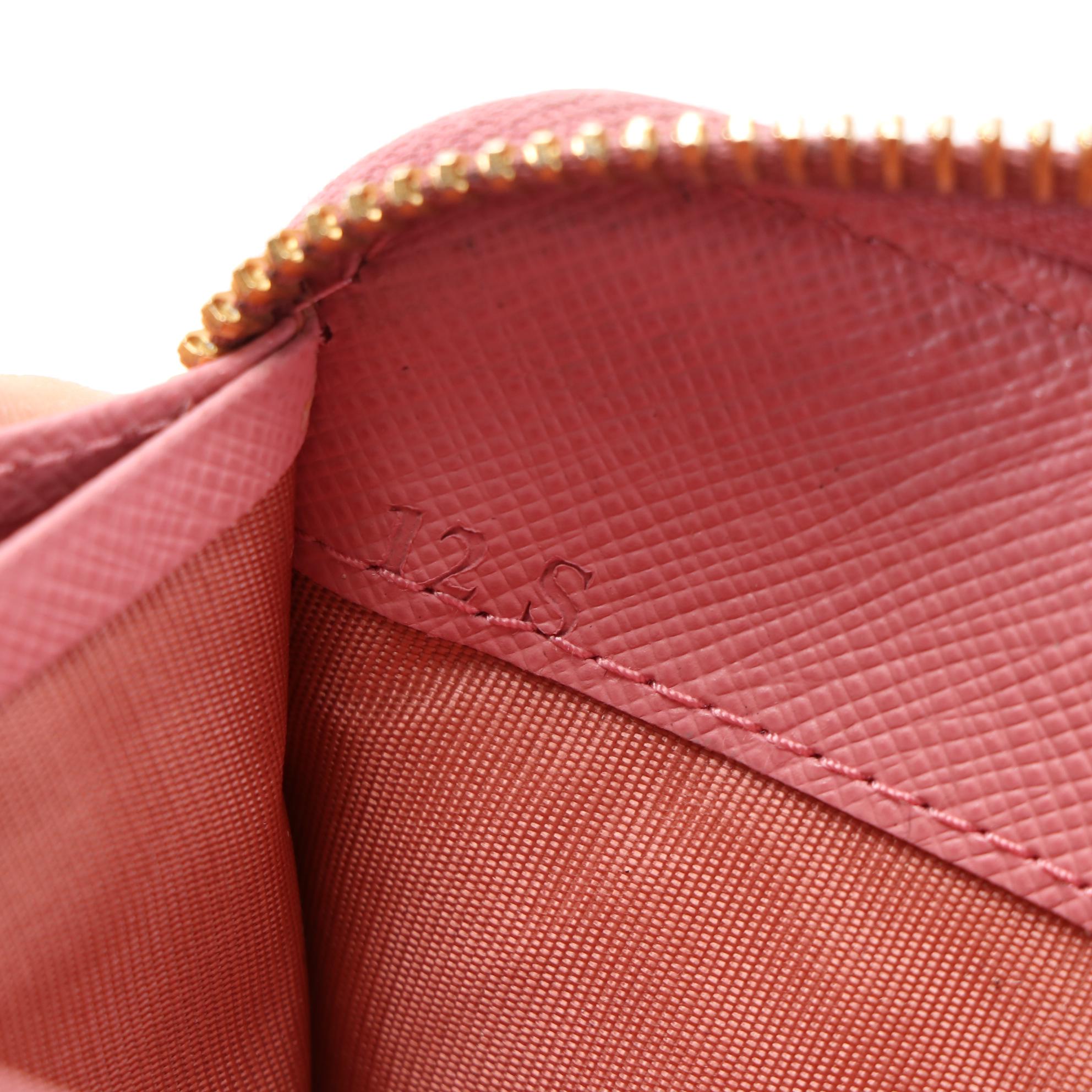 Prada Zip-Around Wallet in Pink Saffiano Leather with Box