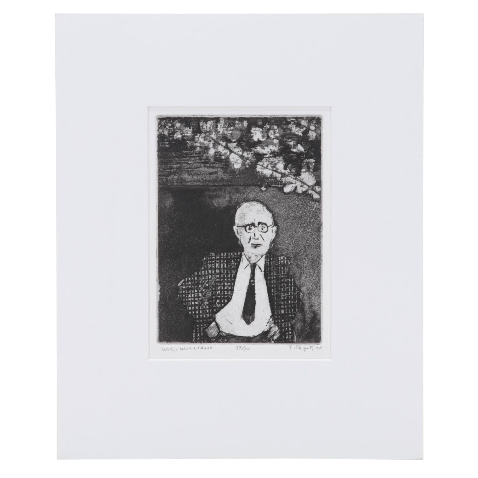 Sidney Chafetz Etching "W. C. Williams," 1970