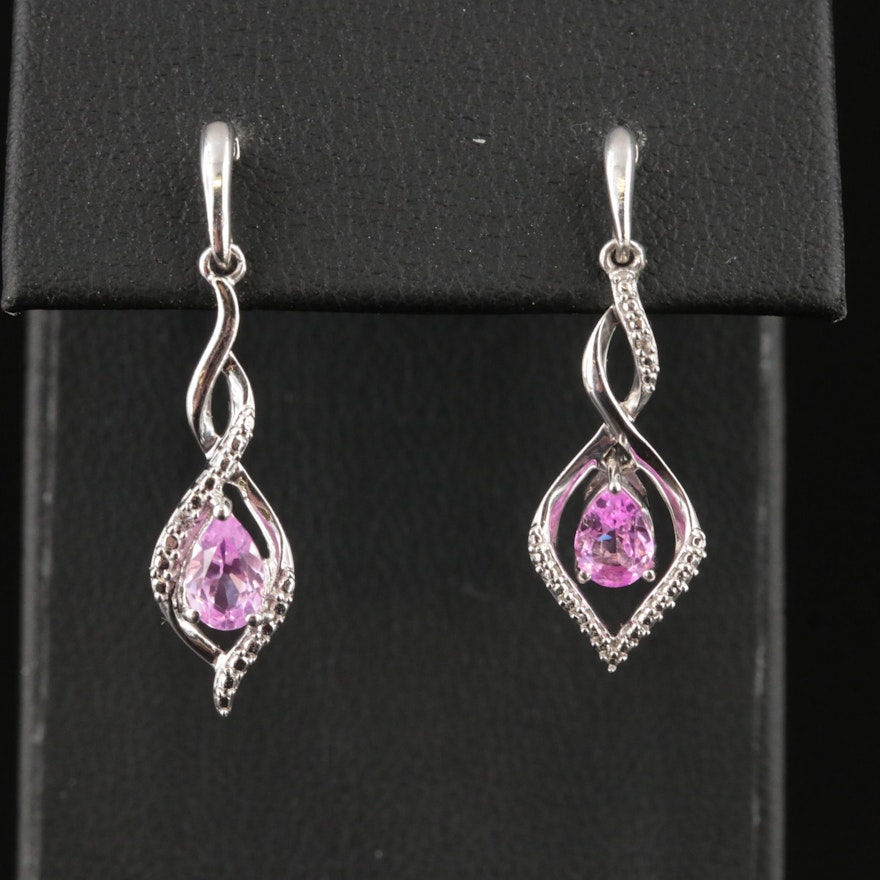 Sterling Pink Sapphire Earrings